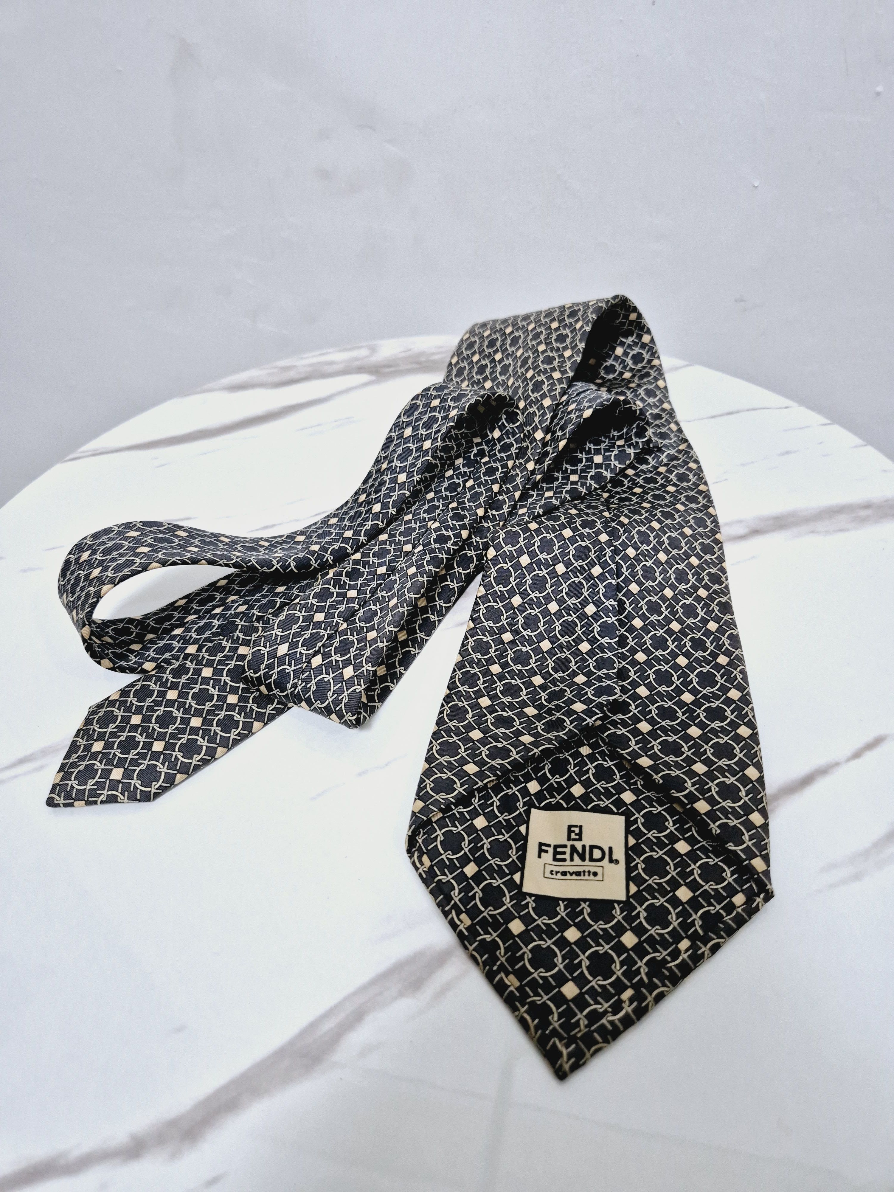Fendi Fendi Patterned-Jackuard Silk Tie Size ONE SIZE - 2 Thumbnail