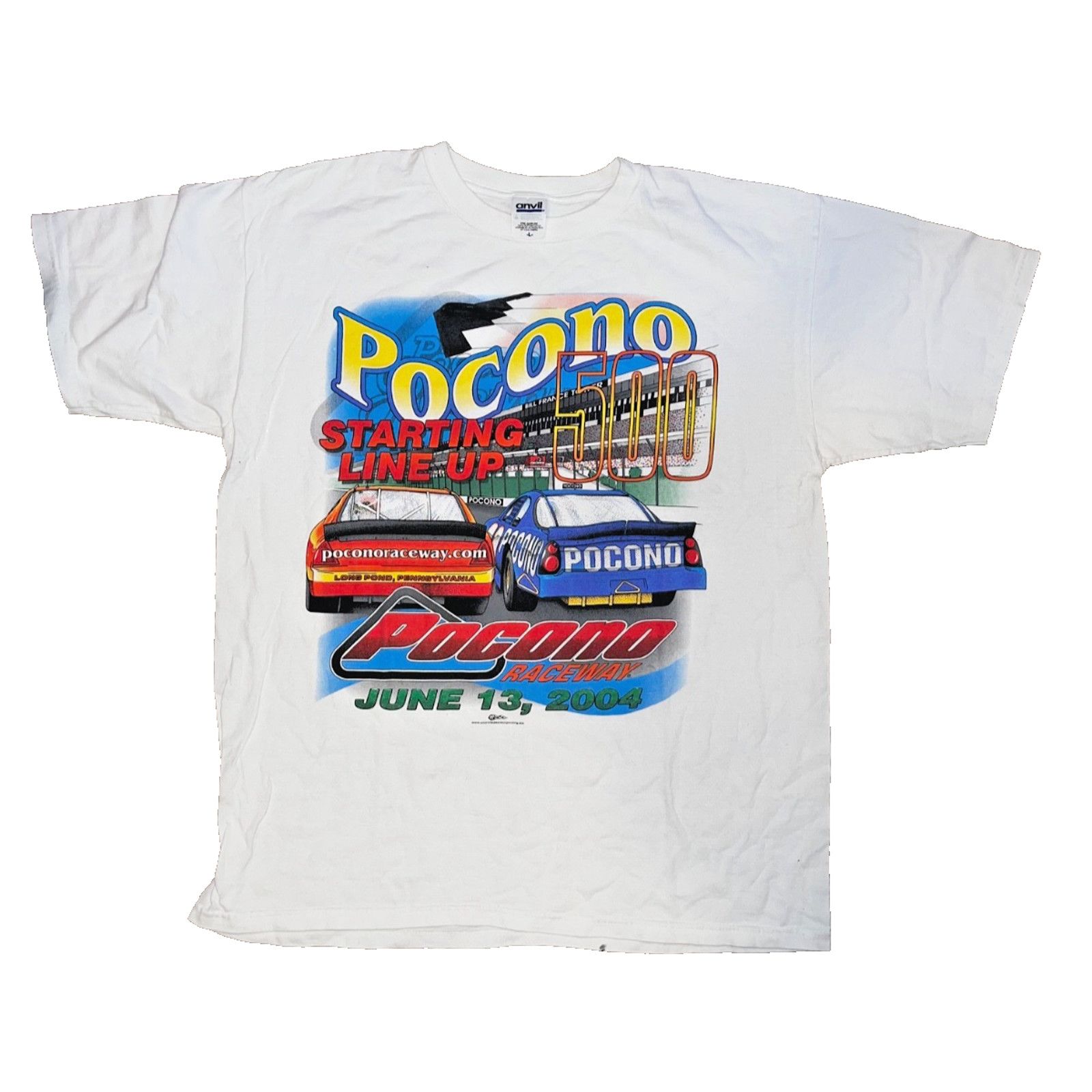 Anvil Nascar 2004 Pocono 500 Raceway Starting Line Up Tshirt Sz. L Size US L / EU 52-54 / 3 - 2 Thumbnail