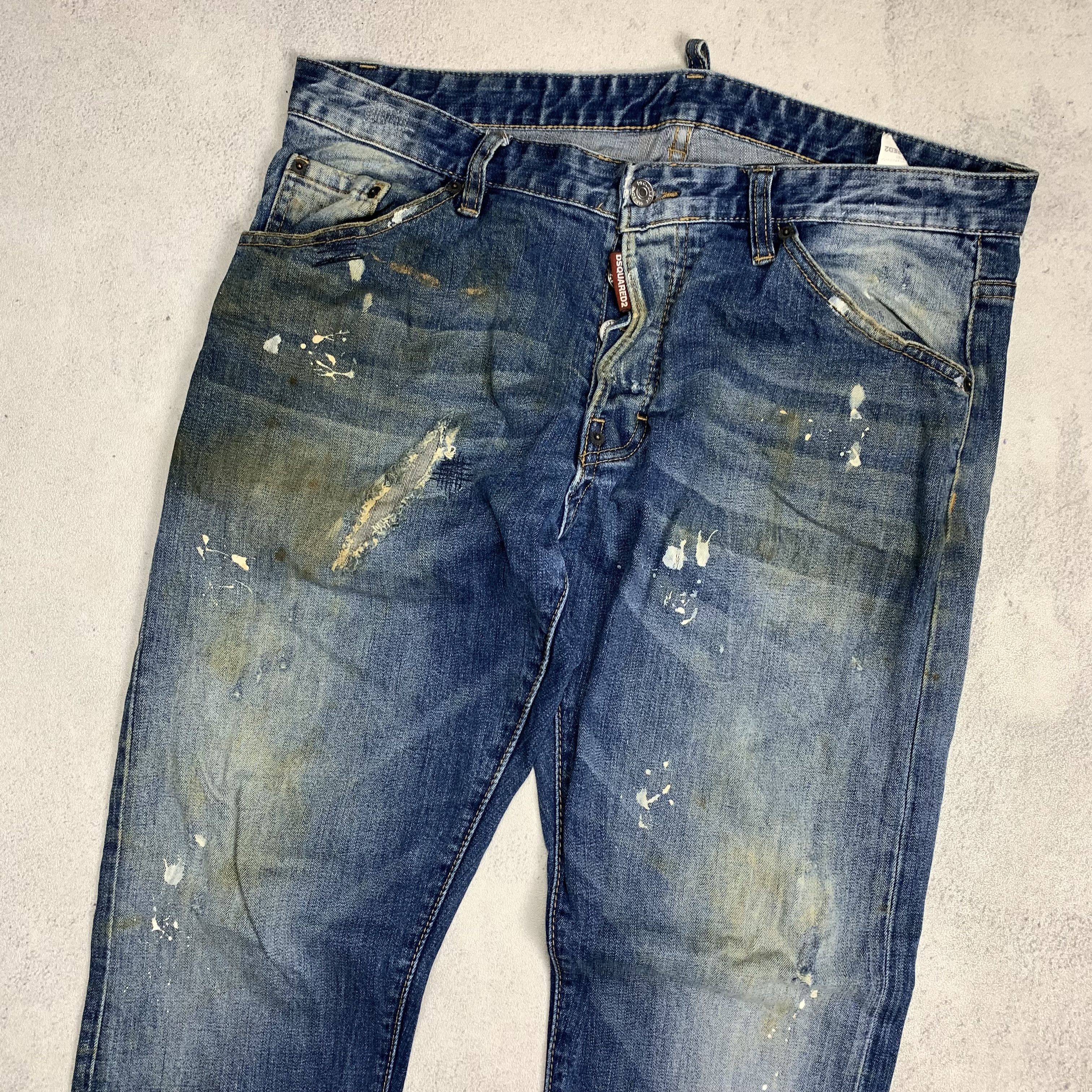 Dsquared2 Dsquared2 Distressed Mud Wash Denim Paint Splatter Jeans Size US 36 / EU 52 - 2 Thumbnail