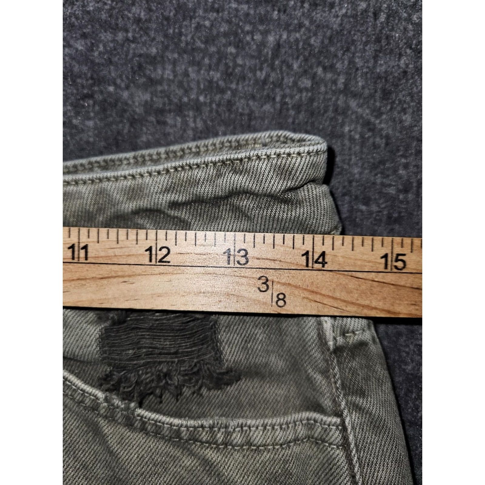 Vintage KanCan Denim Shorts Womens Medium Green Distressed Frayed Hem Cut-Off High Rise 90s Grunge Casual Womens Medium Green Denim Shorts KanCan Size 32" / US 10 / IT 46 - 4 Thumbnail