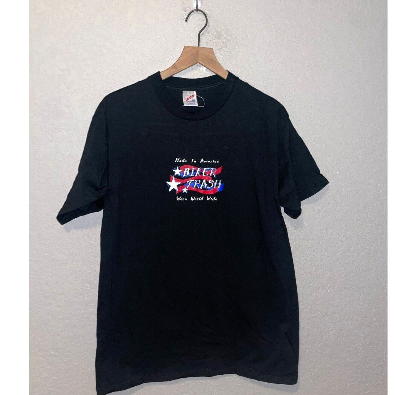 Jerzees × Vintage Bike Trash Shirt Worn World Wide Made In America L Black Tee Size US L / EU 52-54 / 3 - 1 Thumbnail