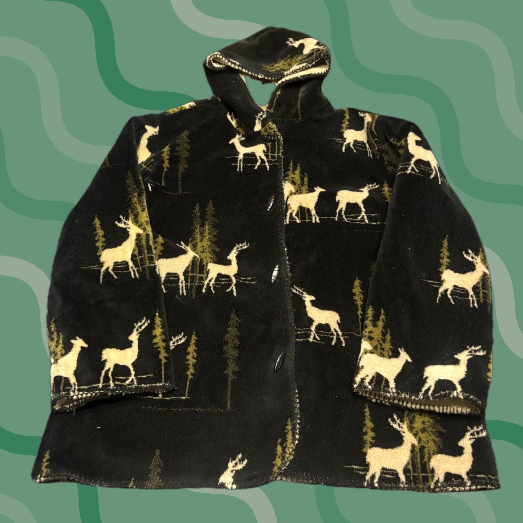Vintage VINTAGE White Stag Jacket Womens 2XL Black Hooded Fleece Toggle Pockets Deer Nature Outdoor Coat Size XXL / US 16-18 / IT 52-54 - 1 Thumbnail