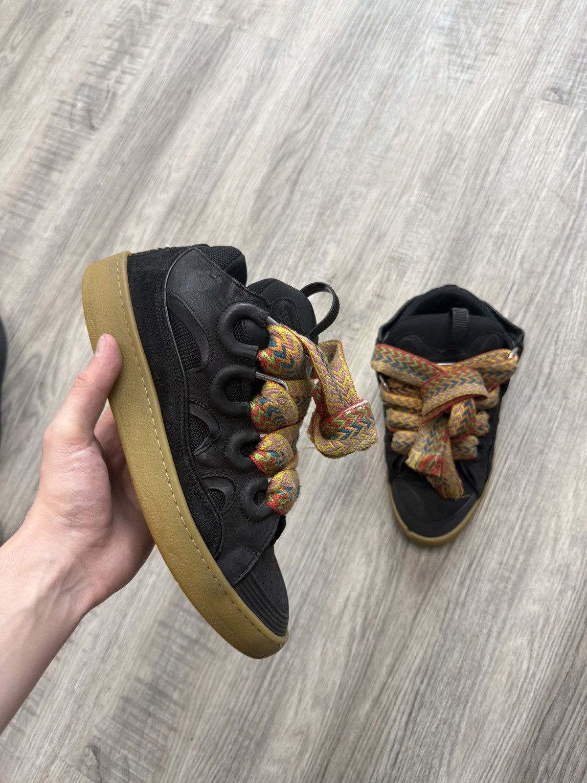 Lanvin Lanvin Curb Sneakers - Black/Gum (Multicolored Laces) Size US 8 / EU 41 - 1 Thumbnail