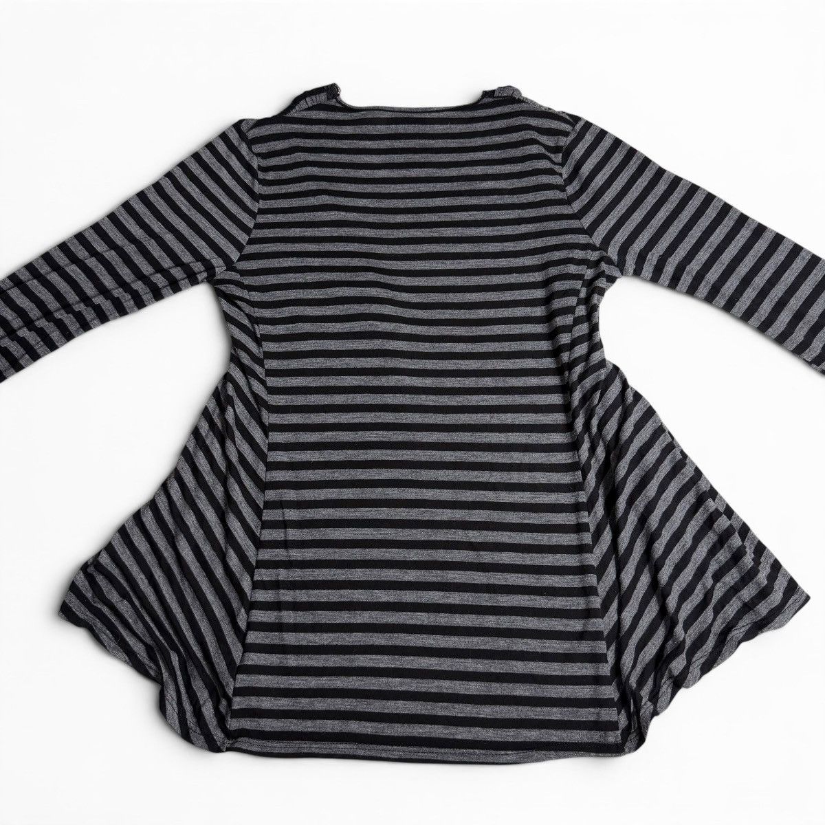 Other Mall Goth Black & Gray Striped Open Front Lace Trim Cardigan Size M / US 6-8 / IT 42-44 - 6 Thumbnail