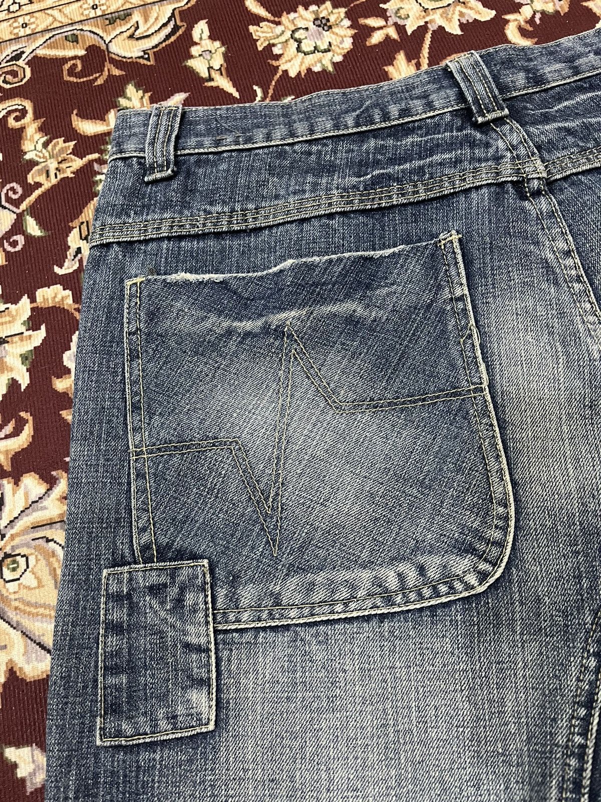 Japanese Brand T Traxx Double Knee Stain Denim Size US 34 / EU 50 - 15 Thumbnail