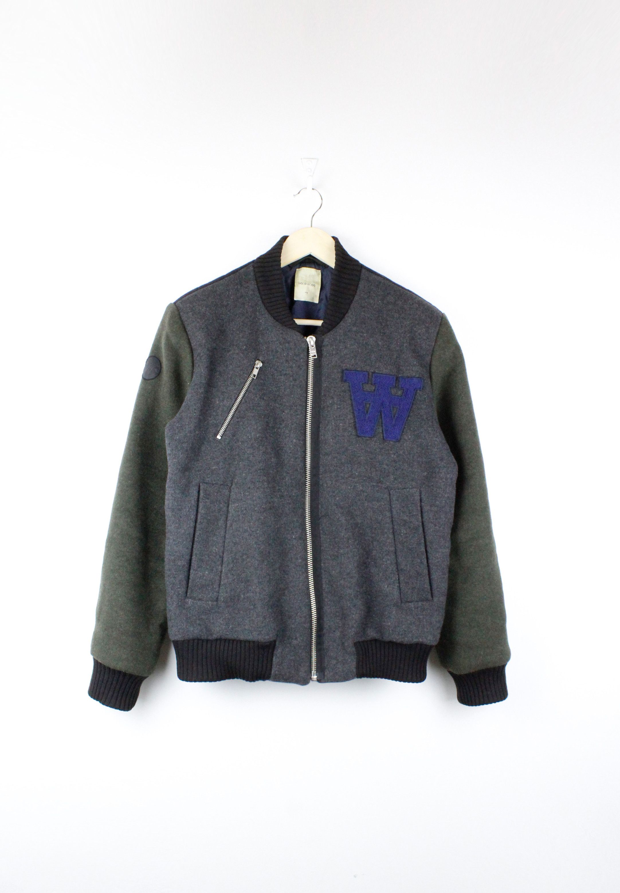 Wood Wood Wood Wood Logo Wool Bomber Letterman Varsity Jacket Size US S / EU 44-46 / 1 - 1 Thumbnail