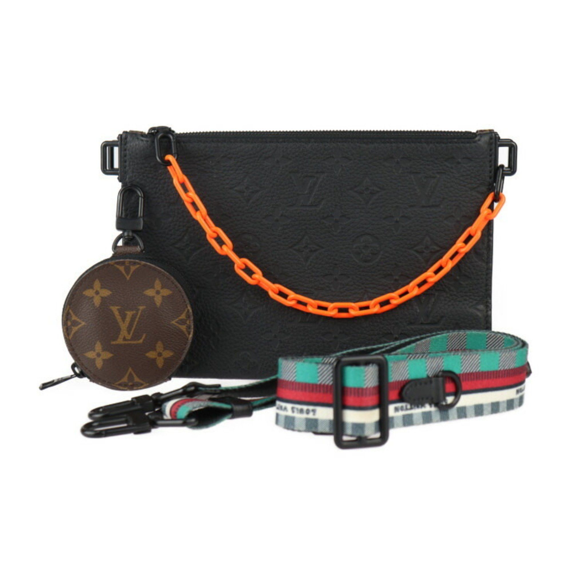Louis Vuitton Trio Pouch NM Shoulder Bag M59681 Monogram Canvas Empreinte Brown Black Second with Coin Purse Taurillon Leather