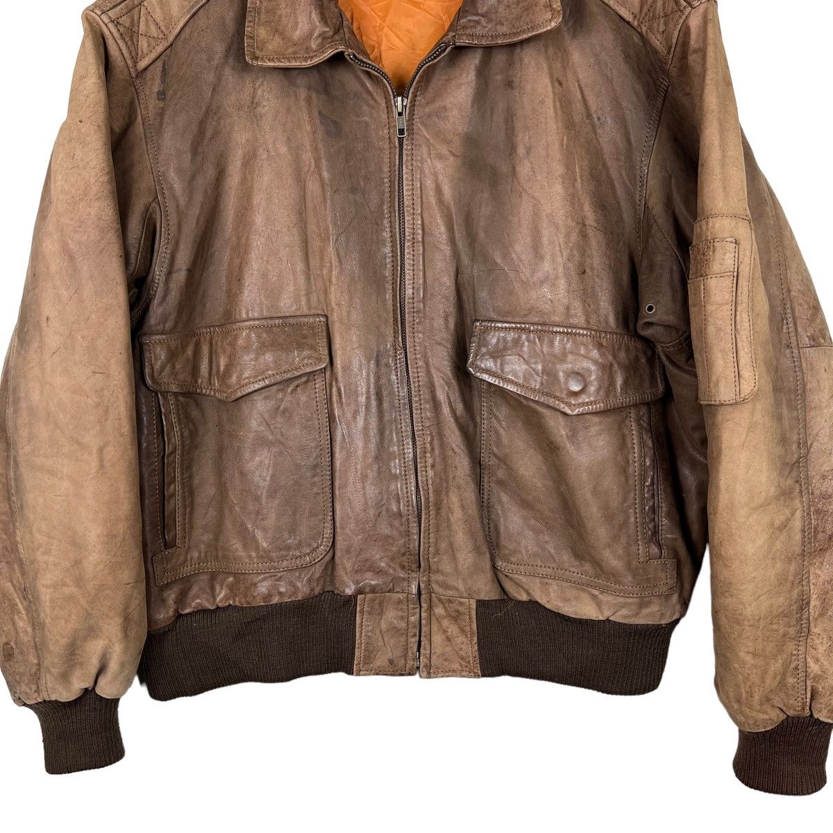 Vintage 🔥 RARE VINTAGE A-2 FIGHTER SQUADRON LEATHER JACKET Size US L / EU 52-54 / 3 - 7 Thumbnail