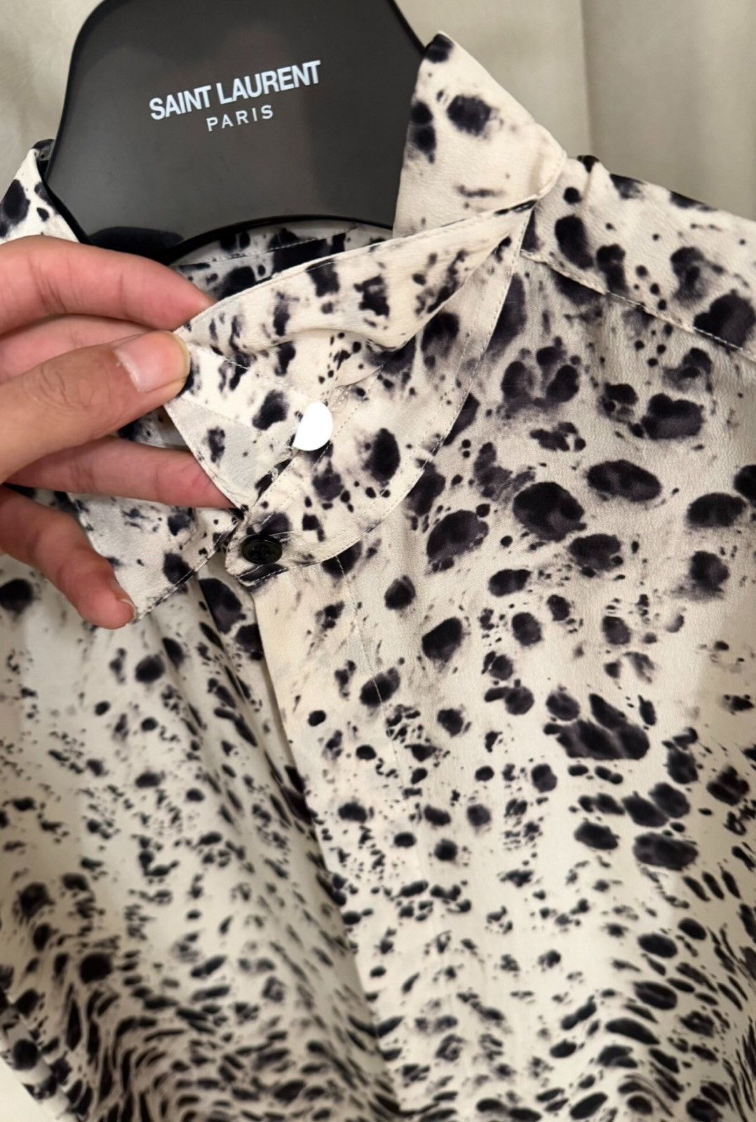 Saint Laurent Paris Saint Laurent SLP 20FW Graffiti Ink Splash Silk Shir Size 41 Size US L / EU 52-54 / 3 - 4 Thumbnail