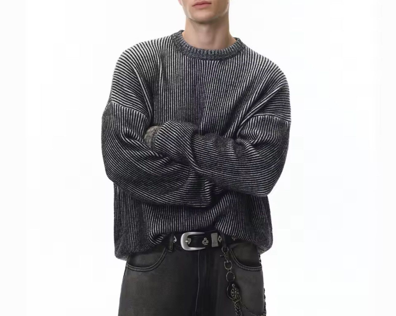 Other Designer Striped Vintage Crewneck Knit Pullover Sweater Size US L / EU 52-54 / 3 - 1 Thumbnail