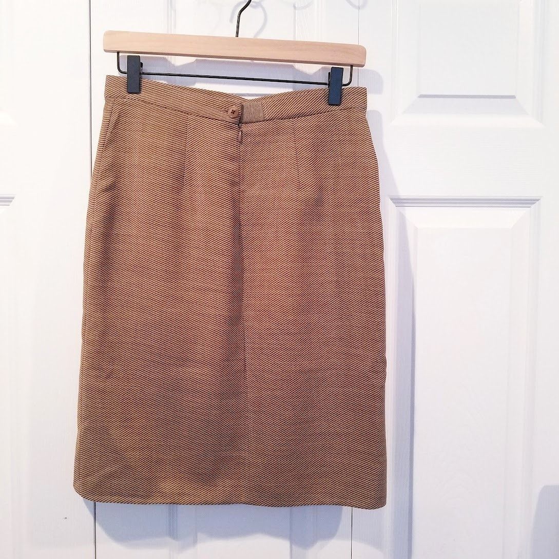 Calvin Klein calvin klein collection wool midi pencil skirt sz 4 tan Size 27" / US 4 / IT 40 - 3 Thumbnail