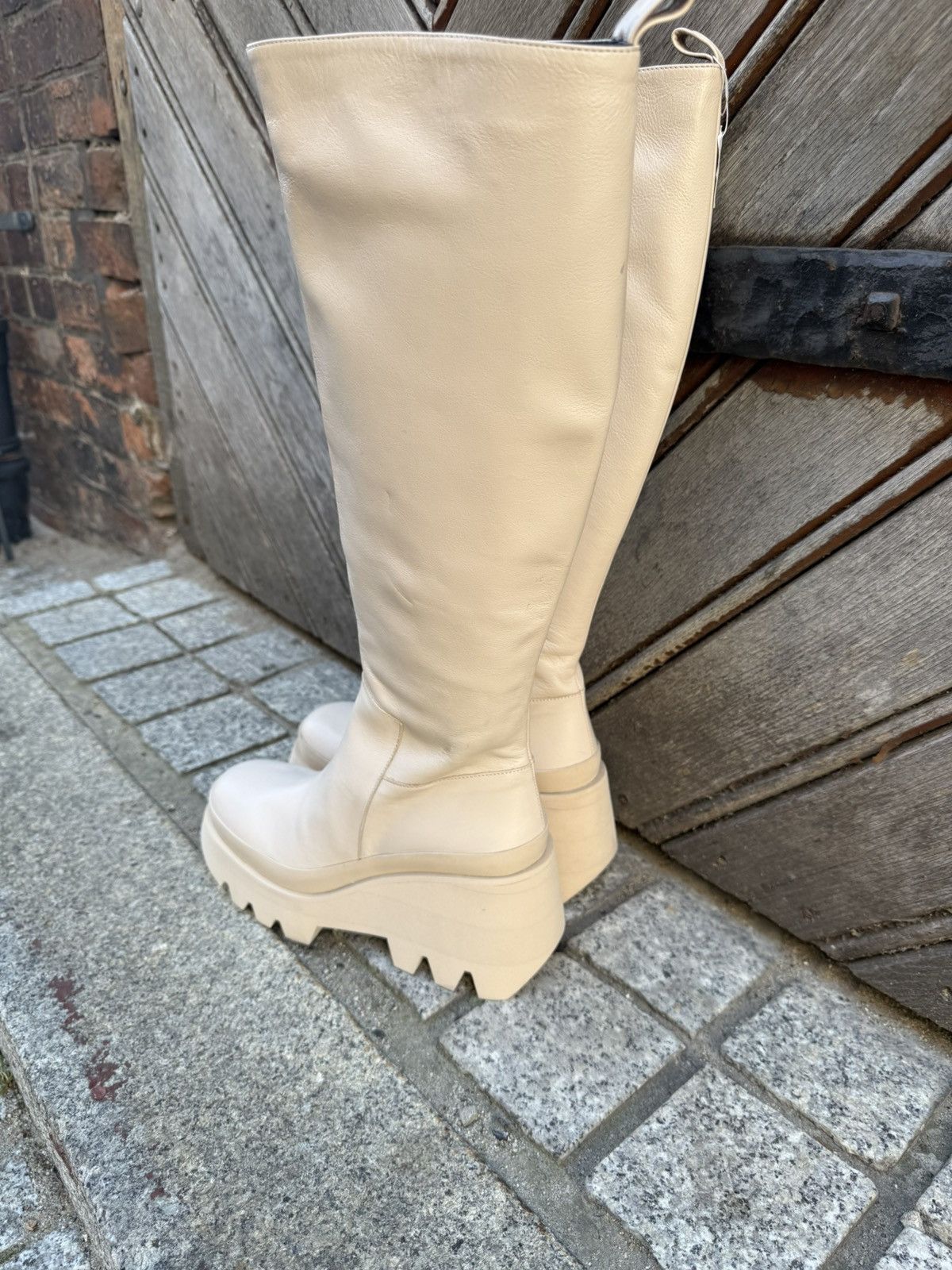 Paloma Bercelo Beige leather wedge boots size 38 Size US 7.5 / IT 37.5 - 4 Thumbnail