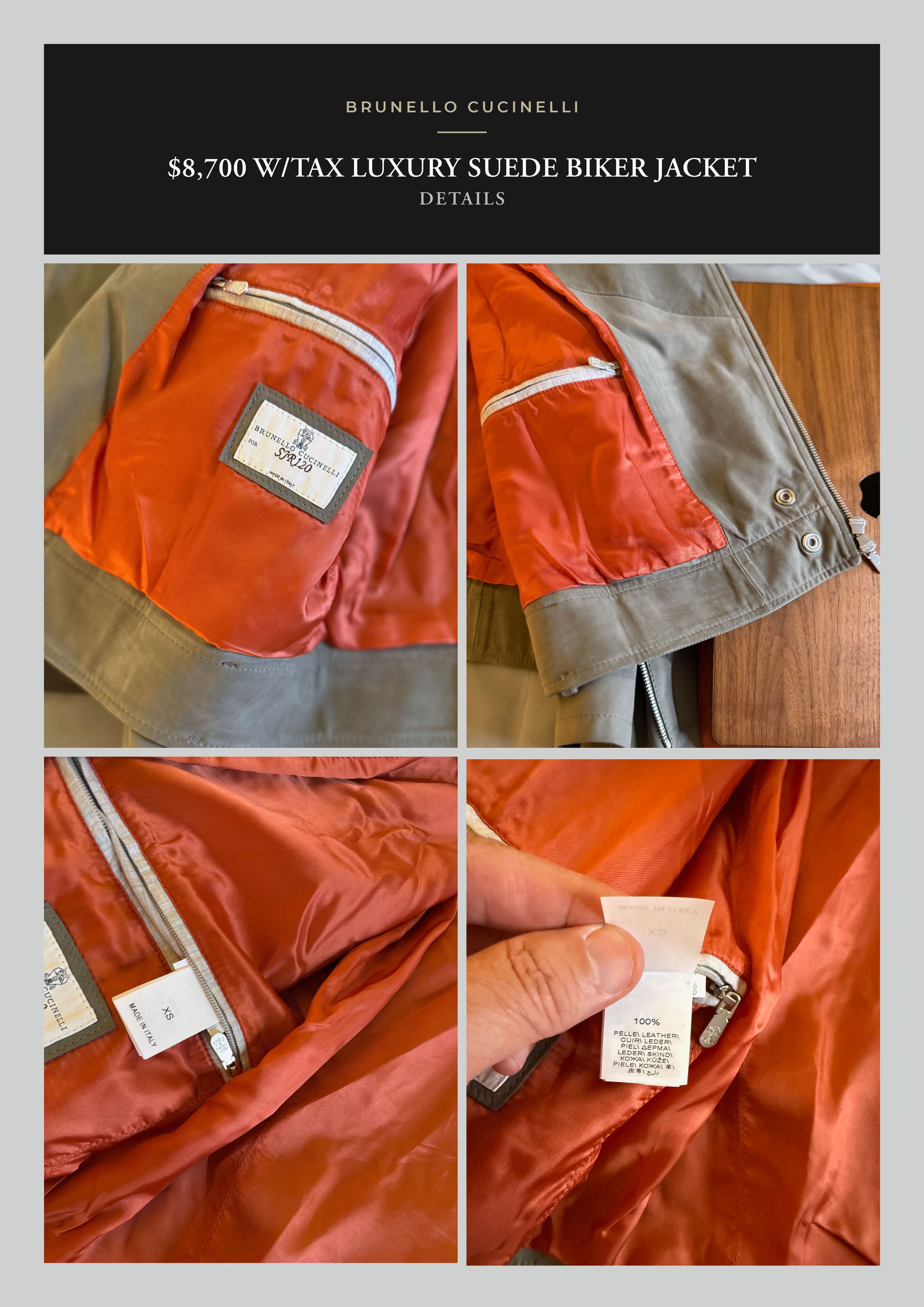 Brunello Cucinelli Fits 48-50, Effortless Cool $8,700 CUCINELLI Sage Biker Size US XS / EU 42 / 0 - 23 Thumbnail