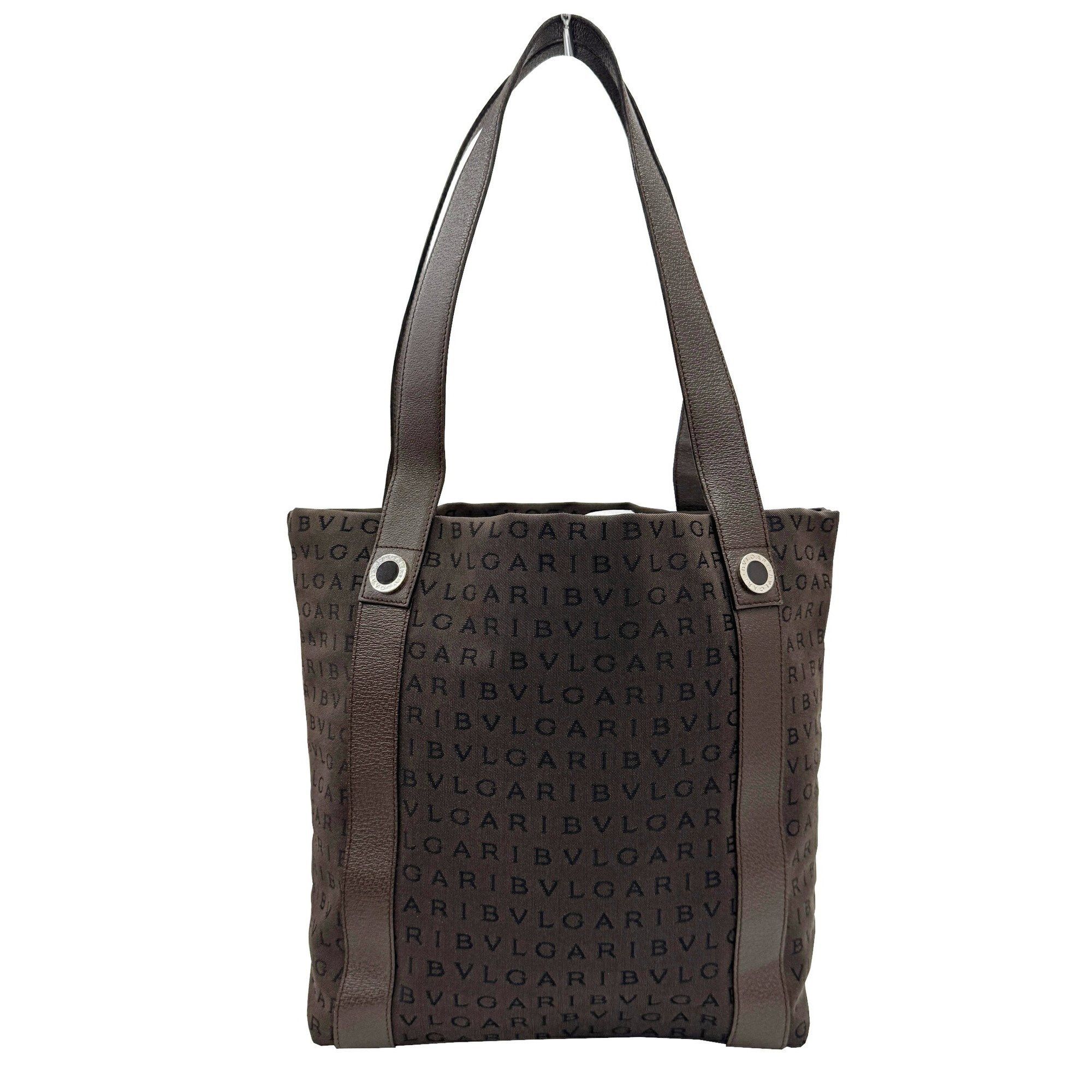 Bvlgari Bvlgari Mania Tote Bag Brown Canvas Leather Women's Size ONE SIZE - 1 Thumbnail