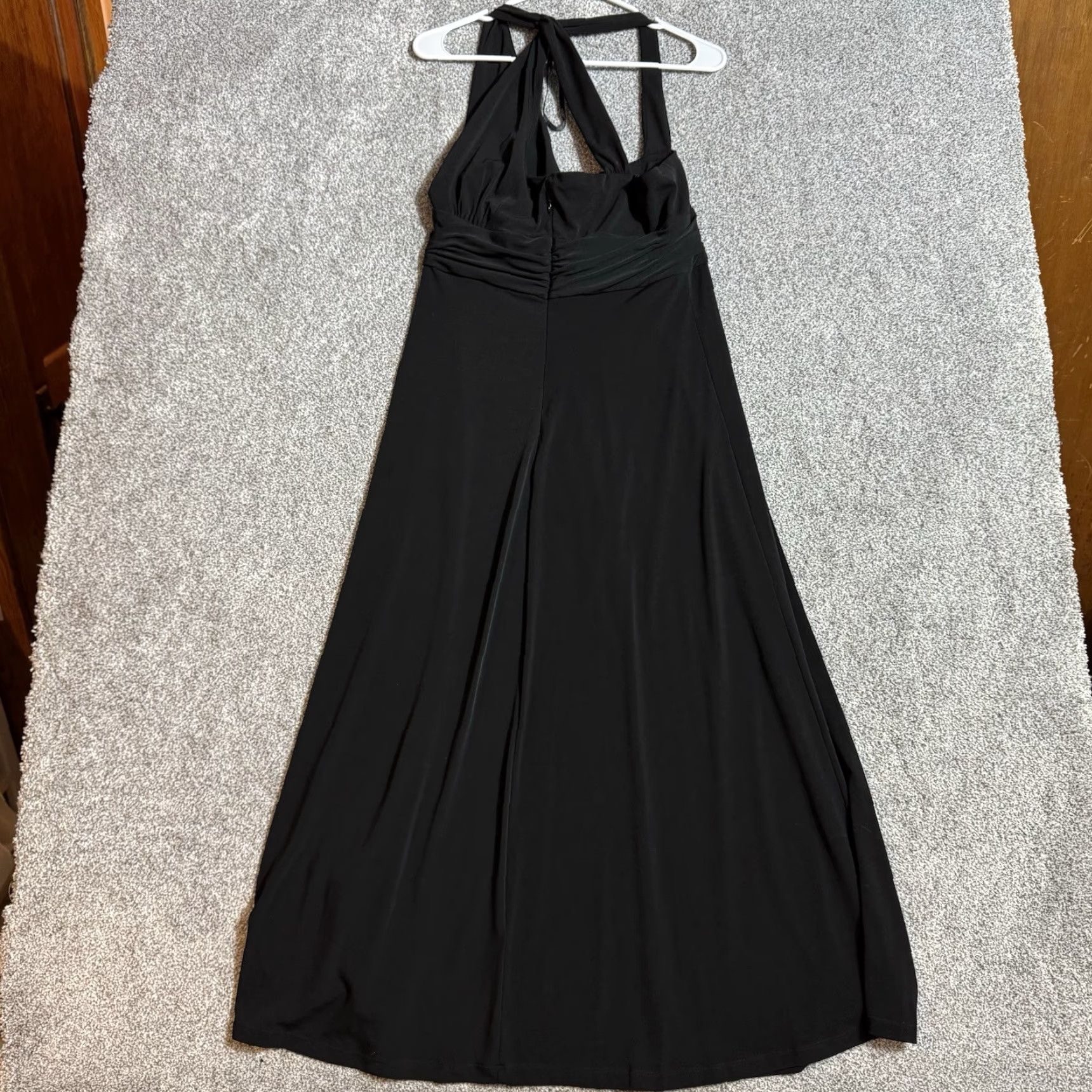 Vintage Donna Ricco Maxi Dress Women's 12 Black Sleeveless Scoop Neck Pullover Party Cocktail 92% Polyester 8% Spandex Size XL / US 12-14 / IT 48-50 - 6 Thumbnail