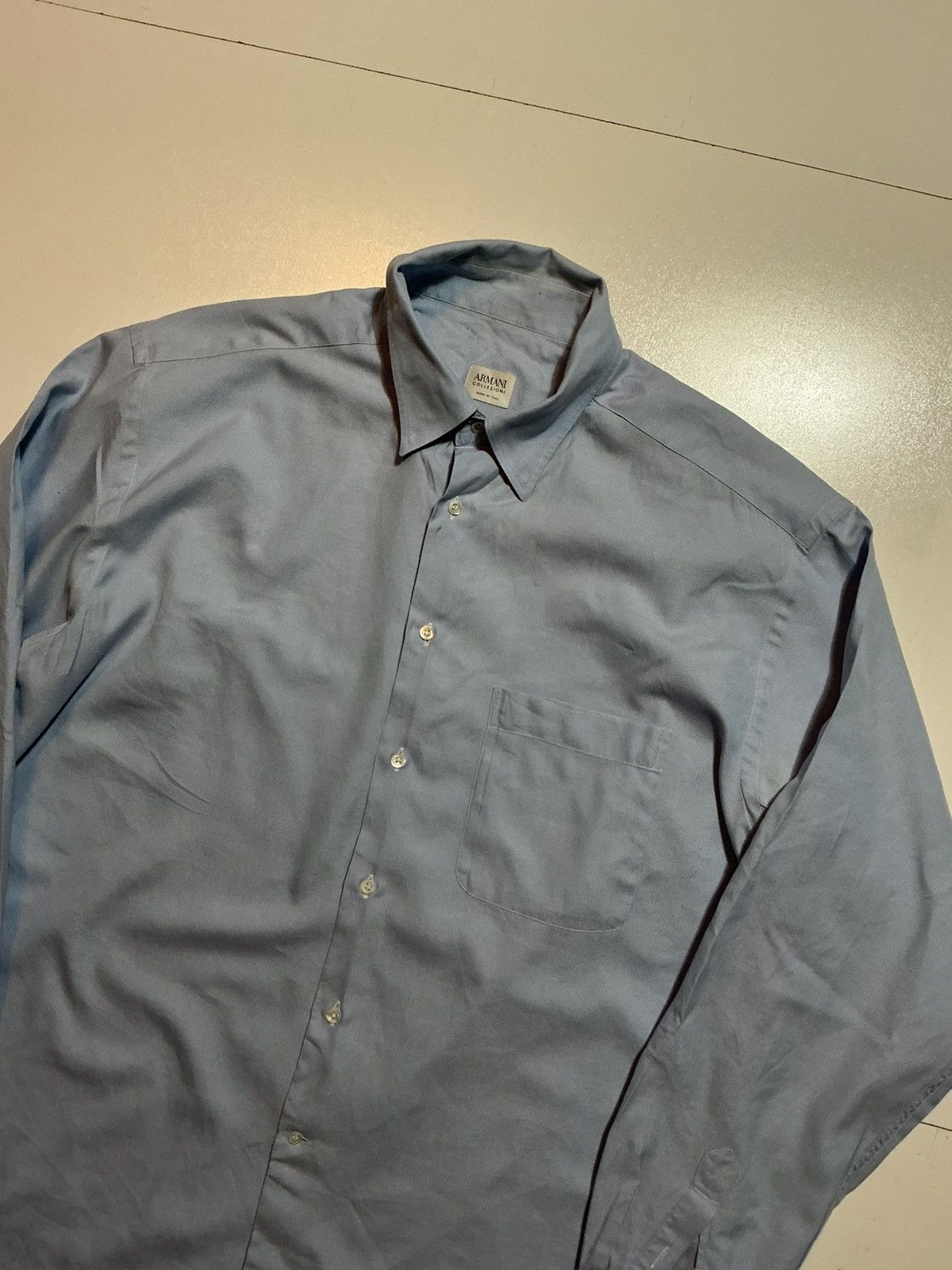 Armani Collezioni Armani Collezioni Made In Italy Blue Button Dress Shirt Size US XL / EU 56 / 4 - 3 Thumbnail