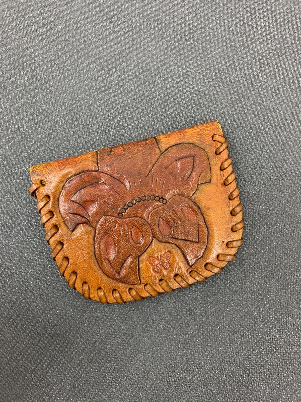 Handmade Vintage Leather Engraving Coin Purse Wallet Size ONE SIZE - 2 Thumbnail