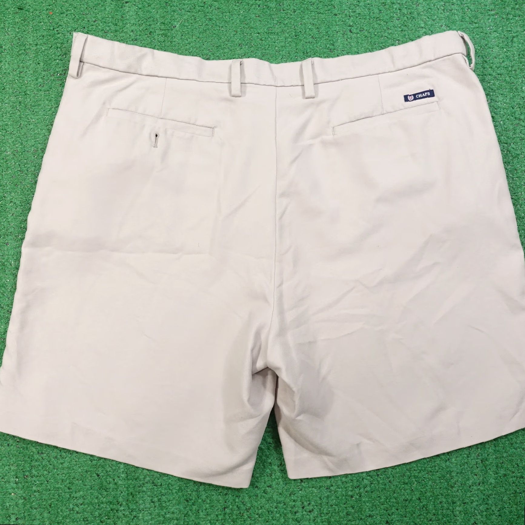 Chaps Chaps Shorts Mens Flat Front Beige Khaki Polyester Size 42 Regular Front Zip Inseam 8.5in Casual Chino BeigeMens 42 Size US 42 / EU 58 - 3 Thumbnail