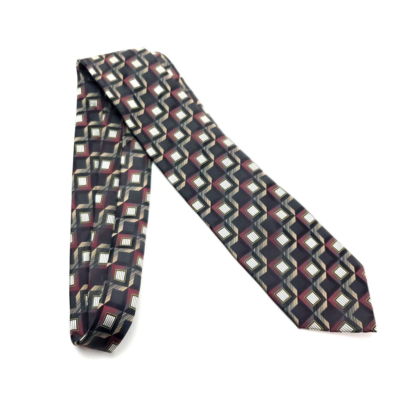 Giorgio Brutini Giorgio Brutini Polyester Tie Gray Beige Red Geometric Size ONE SIZE - 6 Thumbnail