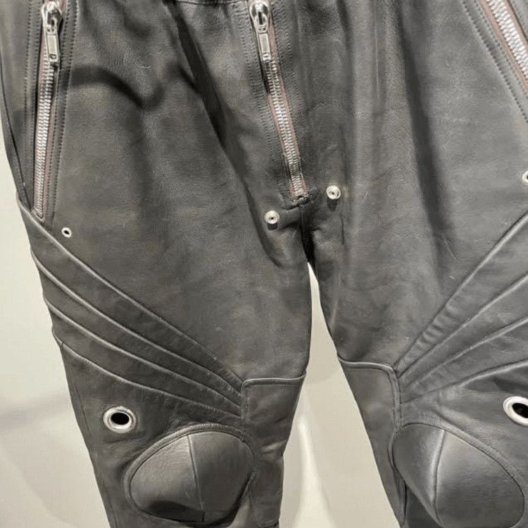 Rick Owens Performa Knee Padded Leather Biker Trousers Size US 38 / EU 54 - 3 Thumbnail