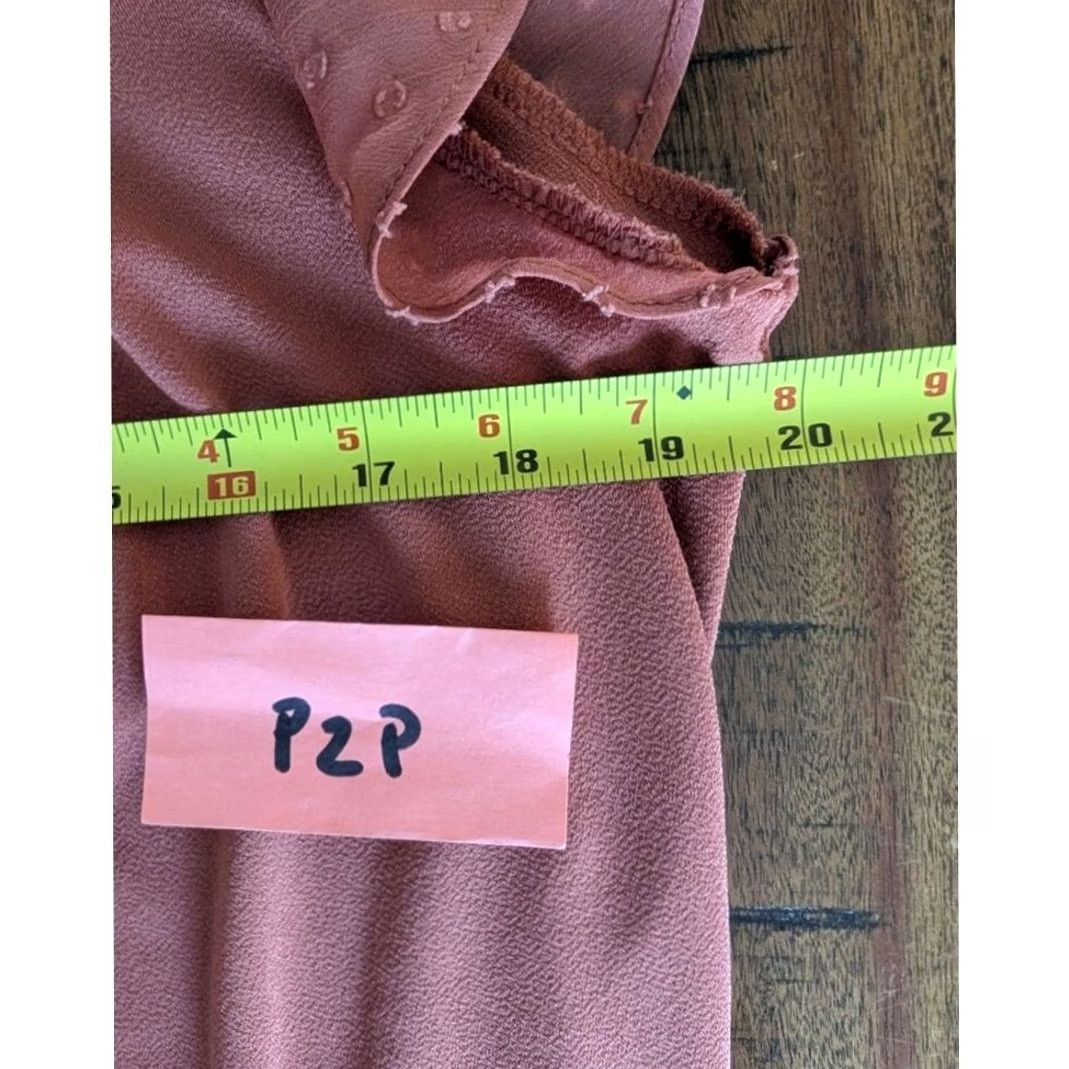 Vintage Dusty Rose Swiss Dot Short Flutter Sleeve Blouse Top Crochet Lace Trim Size M Womens Blouse Crochet Lace Pink Chiffon Solid Bohemian Vintage No Size M / US 6-8 / IT 42-44 - 6 Thumbnail
