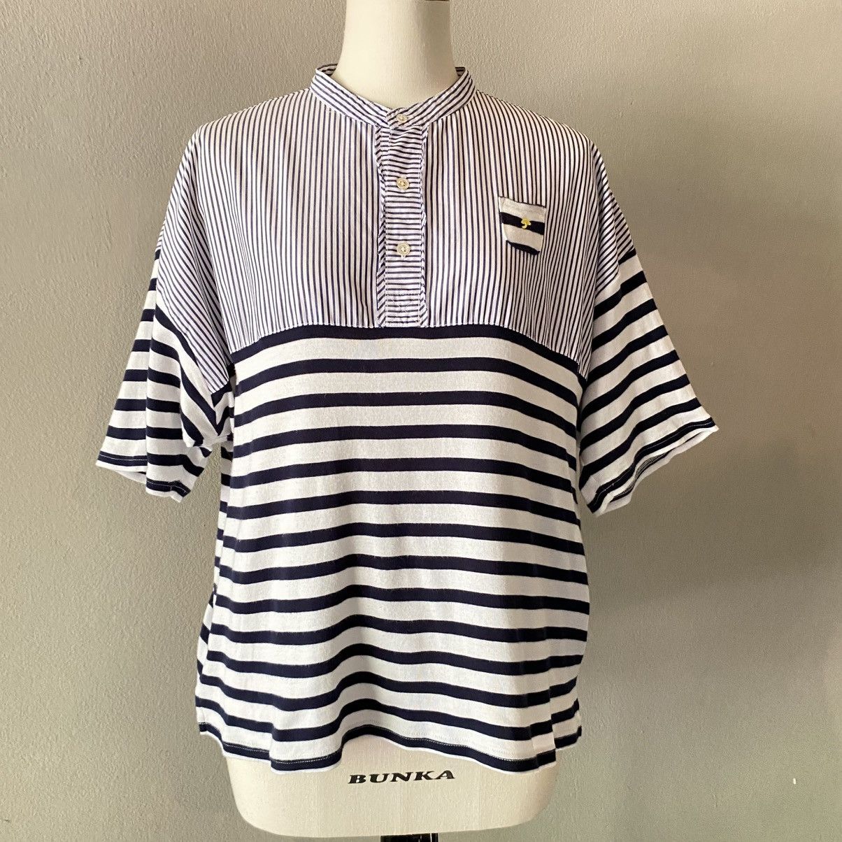 Frapbois FRAPBOIS Striped Mix Band Collar Shirt Size XL / US 12-14 / IT 48-50 - 20 Thumbnail