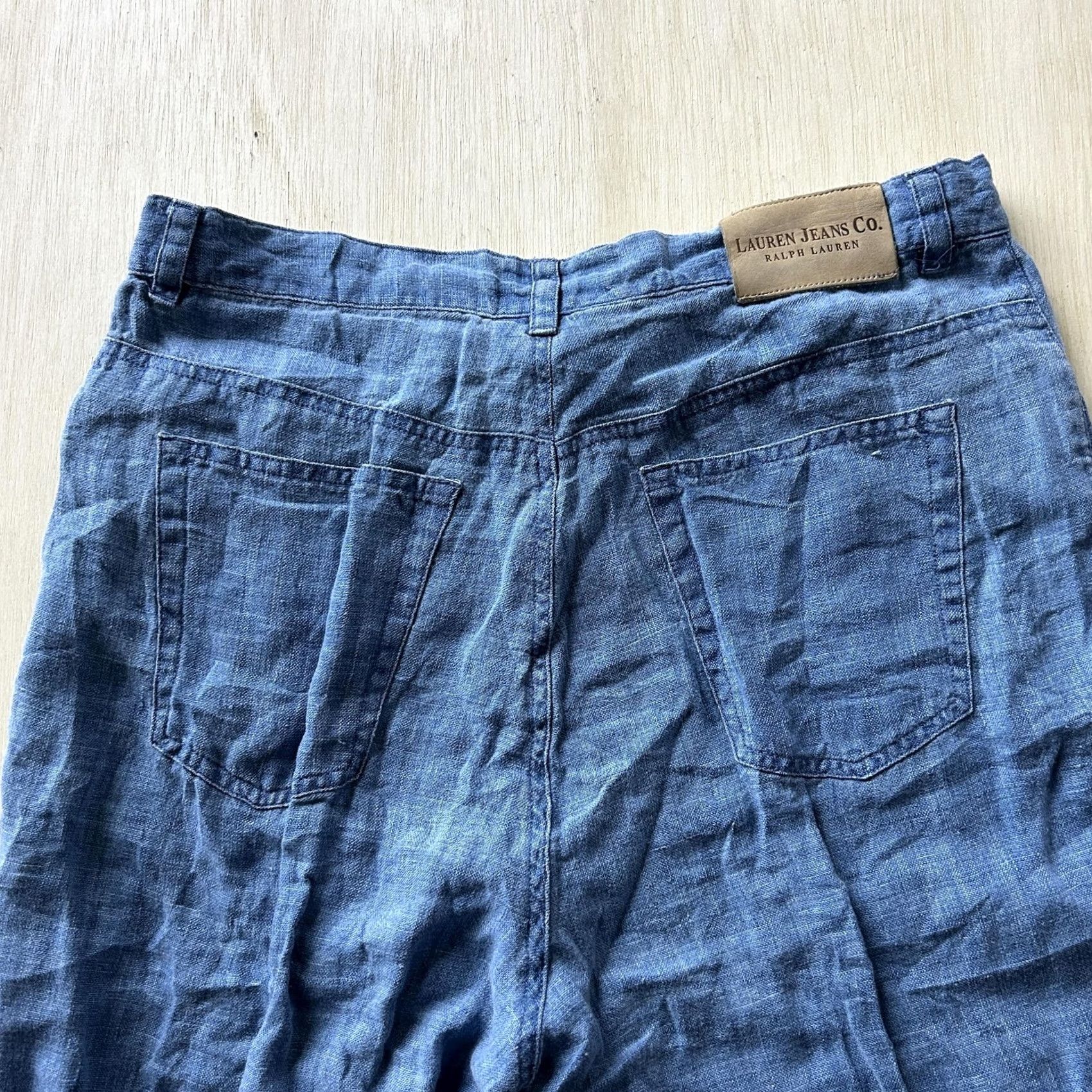 CO Lauren Jeans Co Ralph Lauren Jeans Womens 12 Light Blue Linen Straight 32x31 Size 34" / US 12 / IT 48 - 3 Thumbnail