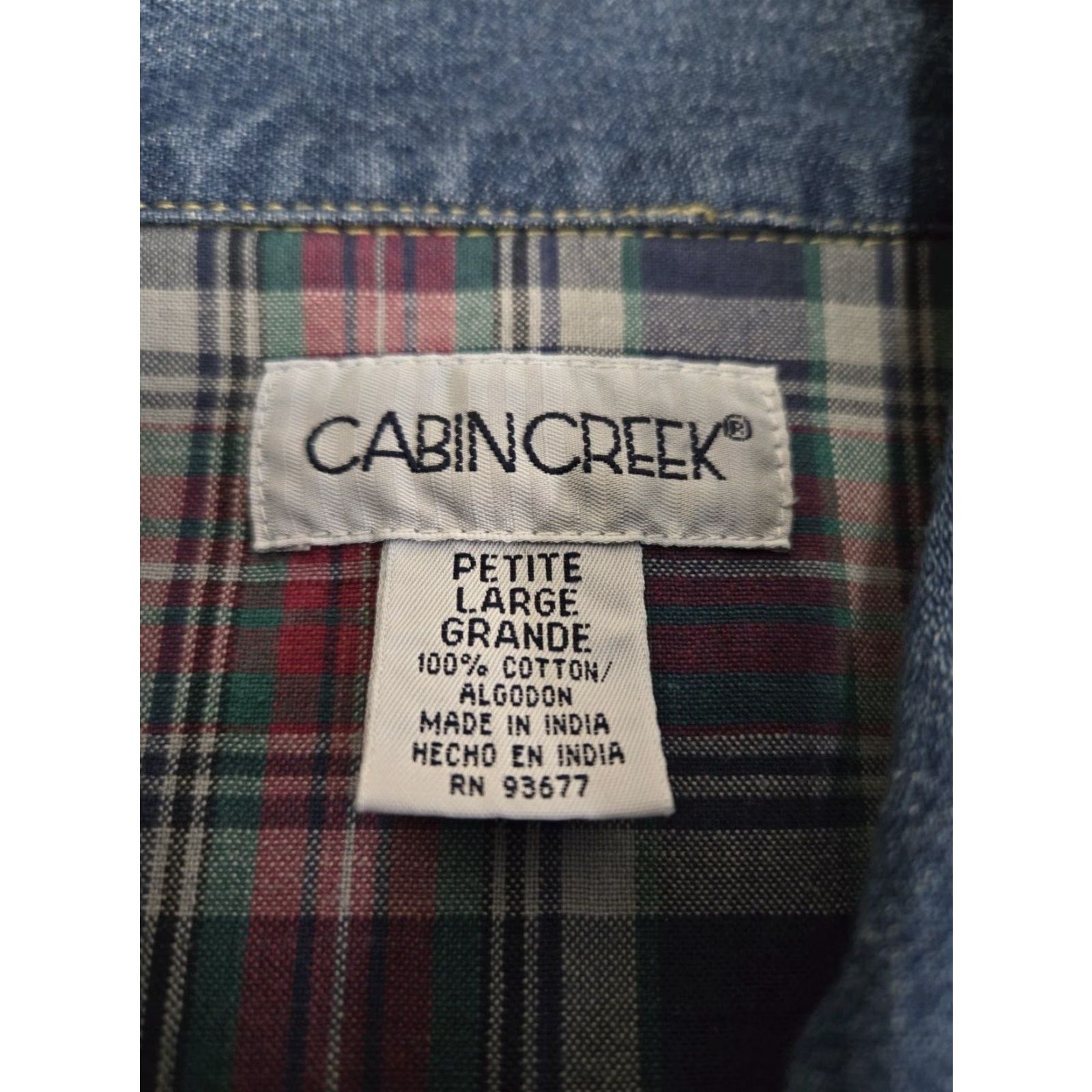 Denime VINTAGE Cabin Creek Denim Jacket Petite Large Womens Full of Pins 90s Blue Autumn Winter Spring Casual Workwear Travel Size L / US 10 / IT 46 - 6 Thumbnail