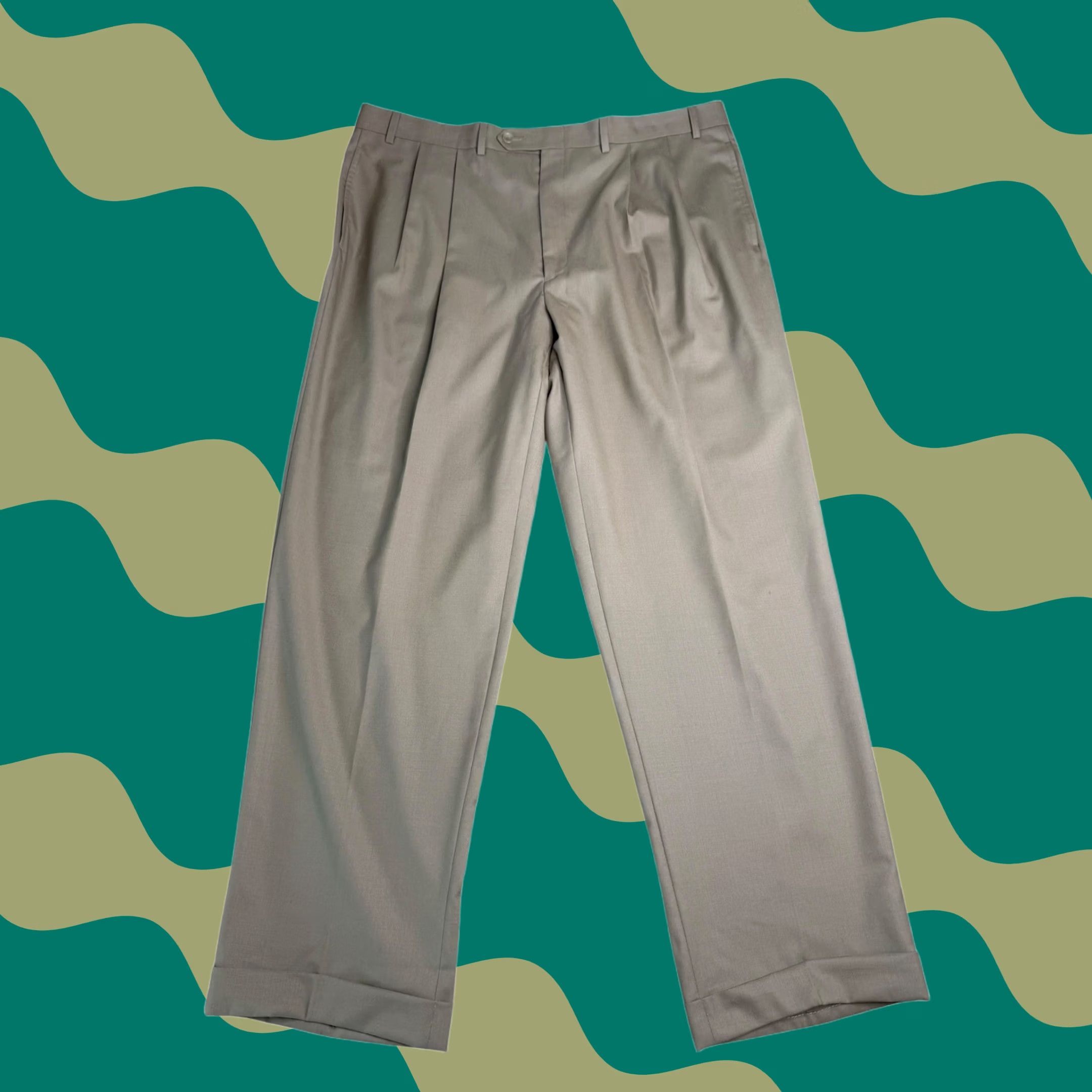 lauren ralph lauren classic fit total comfort pleated dress pants Ralph Lauren Men's 40x32 Beige Wool Pants Business Formal Workwear Crafted of linen