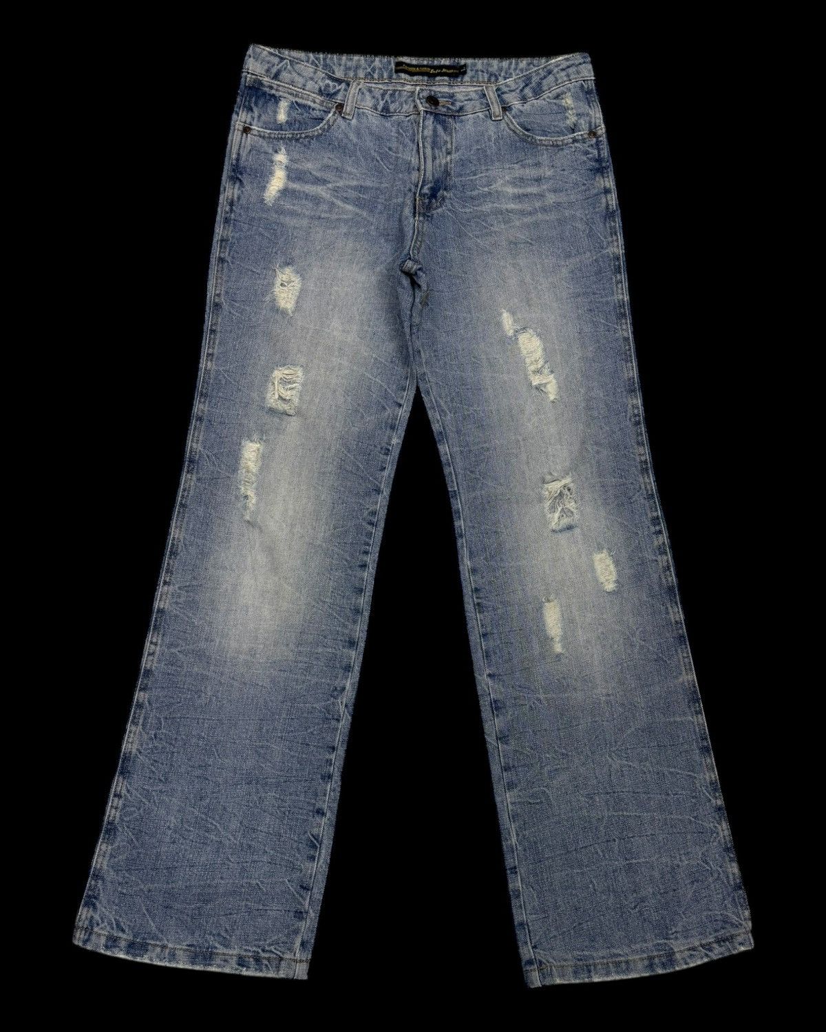 Japanese Brand FLARE JEANS💥90s Japanese Denim Fantastic & Forever Distress Size US 33 - 1 Thumbnail