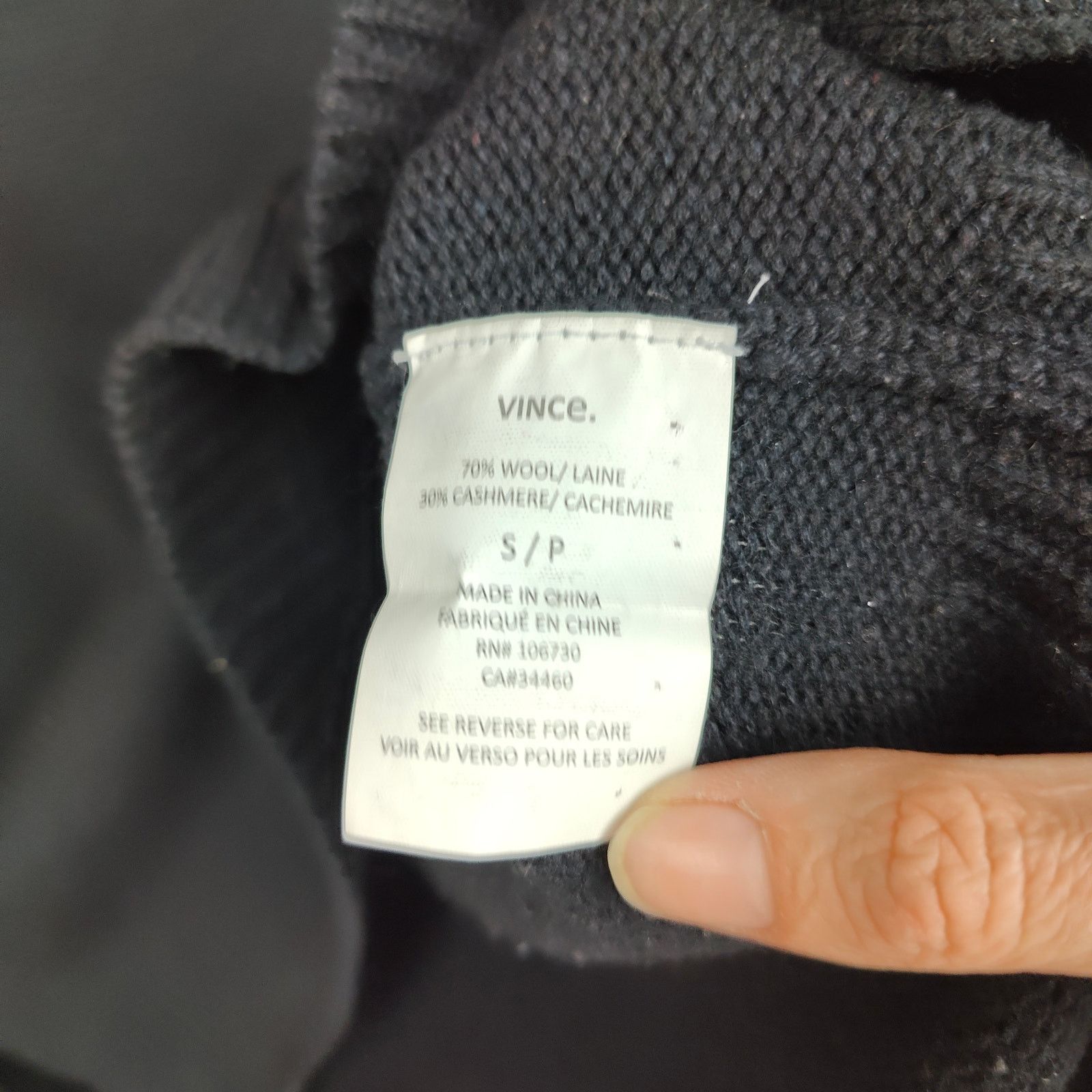Vince Vince Wool Cashmere Sweater Small Black Gray Colorblock Size S / US 4 / IT 40 - 7 Thumbnail