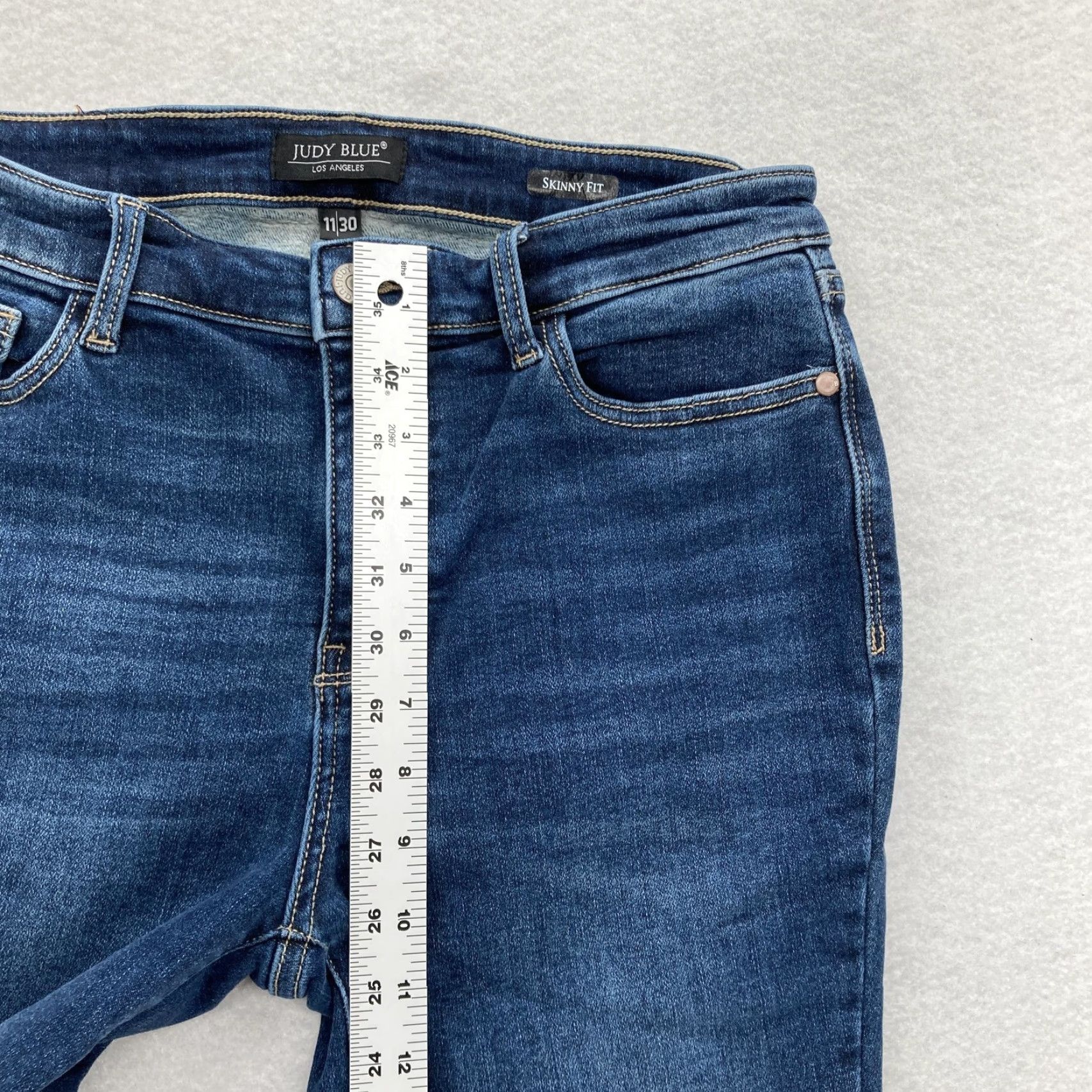 Denime Judy Blue Jeans Womens Skinny Dark Wash Stretch Denim 11/30 Preppy Slim Rise Mid 28in Inseam Size 30" / US 8 / IT 44 - 7 Thumbnail