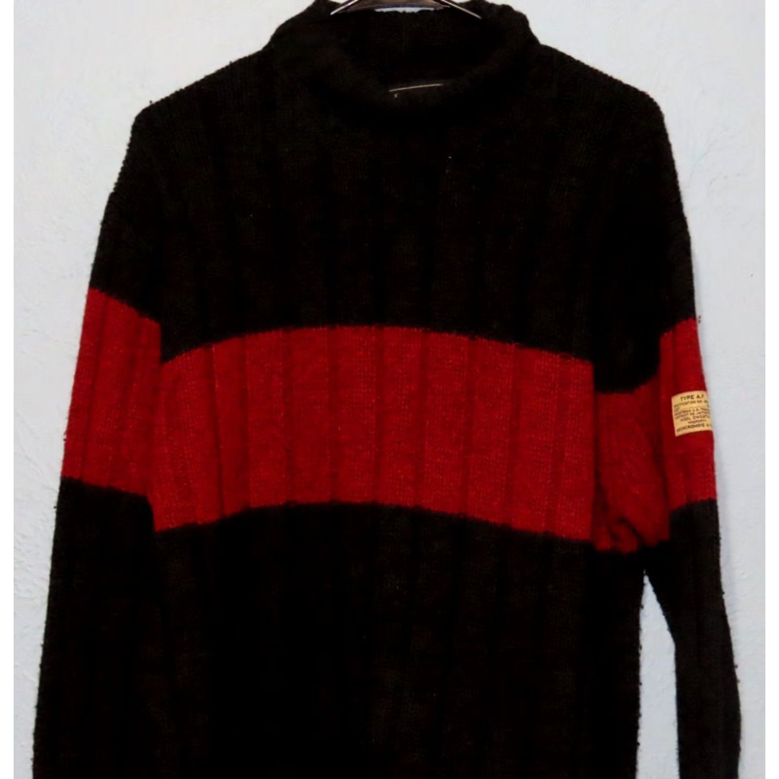 Abercrombie & Fitch Abercrombie & Fitch Wool Blend Ribbed Men's L Turtleneck Sweater Red Stripe Size US L / EU 52-54 / 3 - 3 Thumbnail