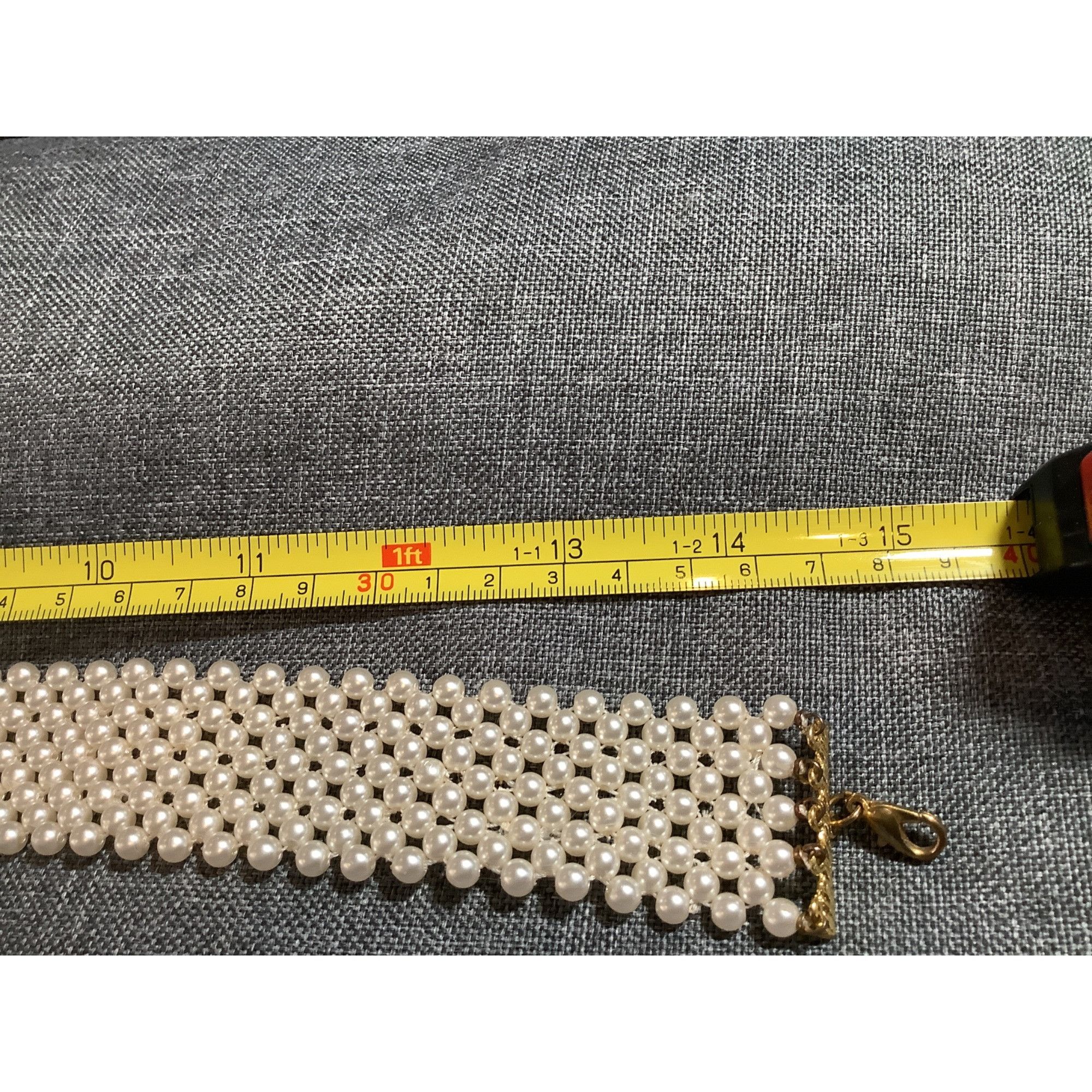 Other Faux Pearl Choker Necklace With Goldtone Chain Clasp 14" Vin Size ONE SIZE - 7 Thumbnail