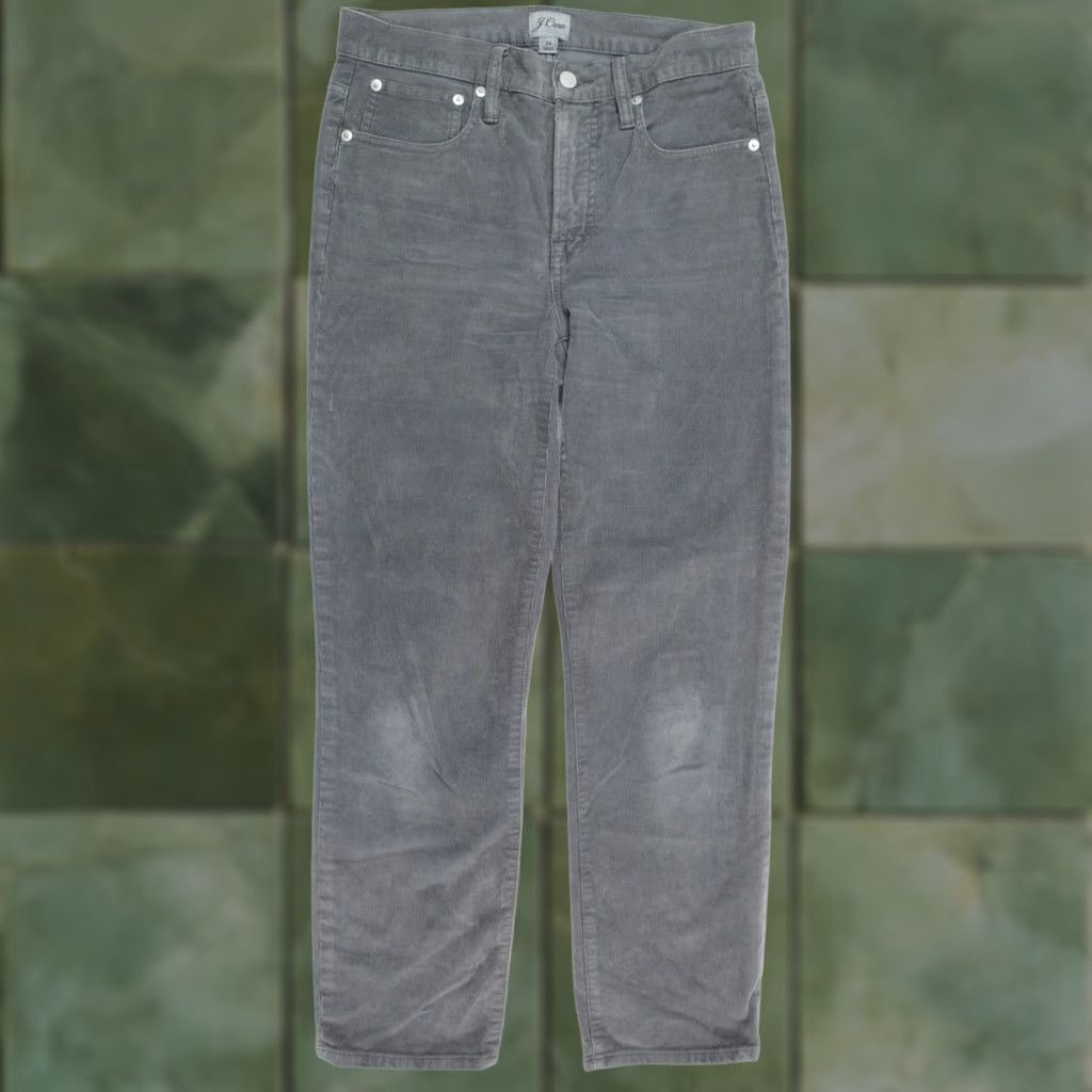 J.Crew J.Crew Slim Straight Corduroy Pants Womens 28 Gray High Rise Stretch Trousers Size 28" / US 6 / IT 42 - 1 Thumbnail