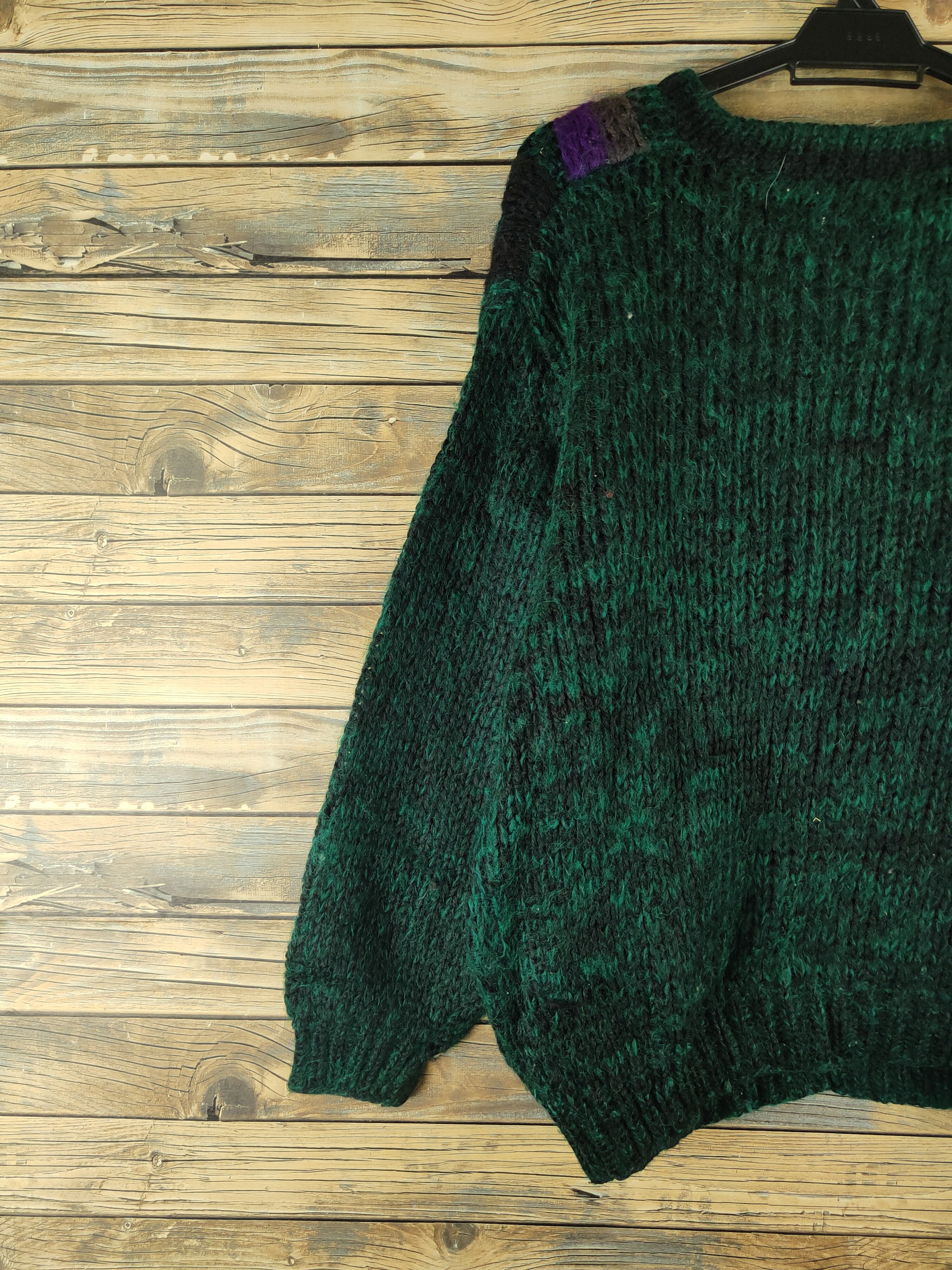 Handmade DL Japan hand knitting vintage Green Sweatshirts #46-436 Size US M / EU 48-50 / 2 - 8 Thumbnail