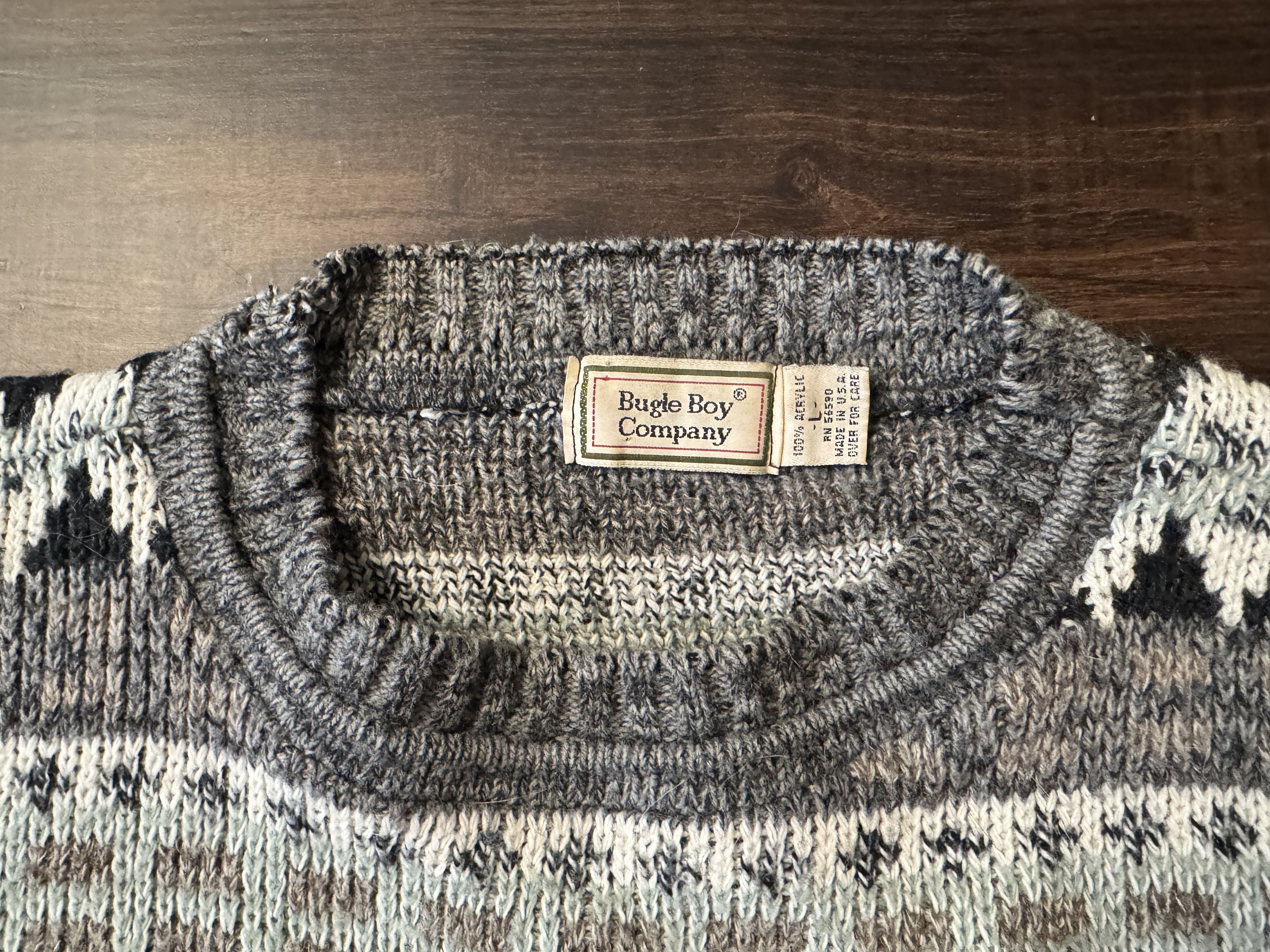 Bugle Boy Vintage 90s Bugle Boy L Sweater Knit Abstract Gray Size US L / EU 52-54 / 3 - 6 Thumbnail