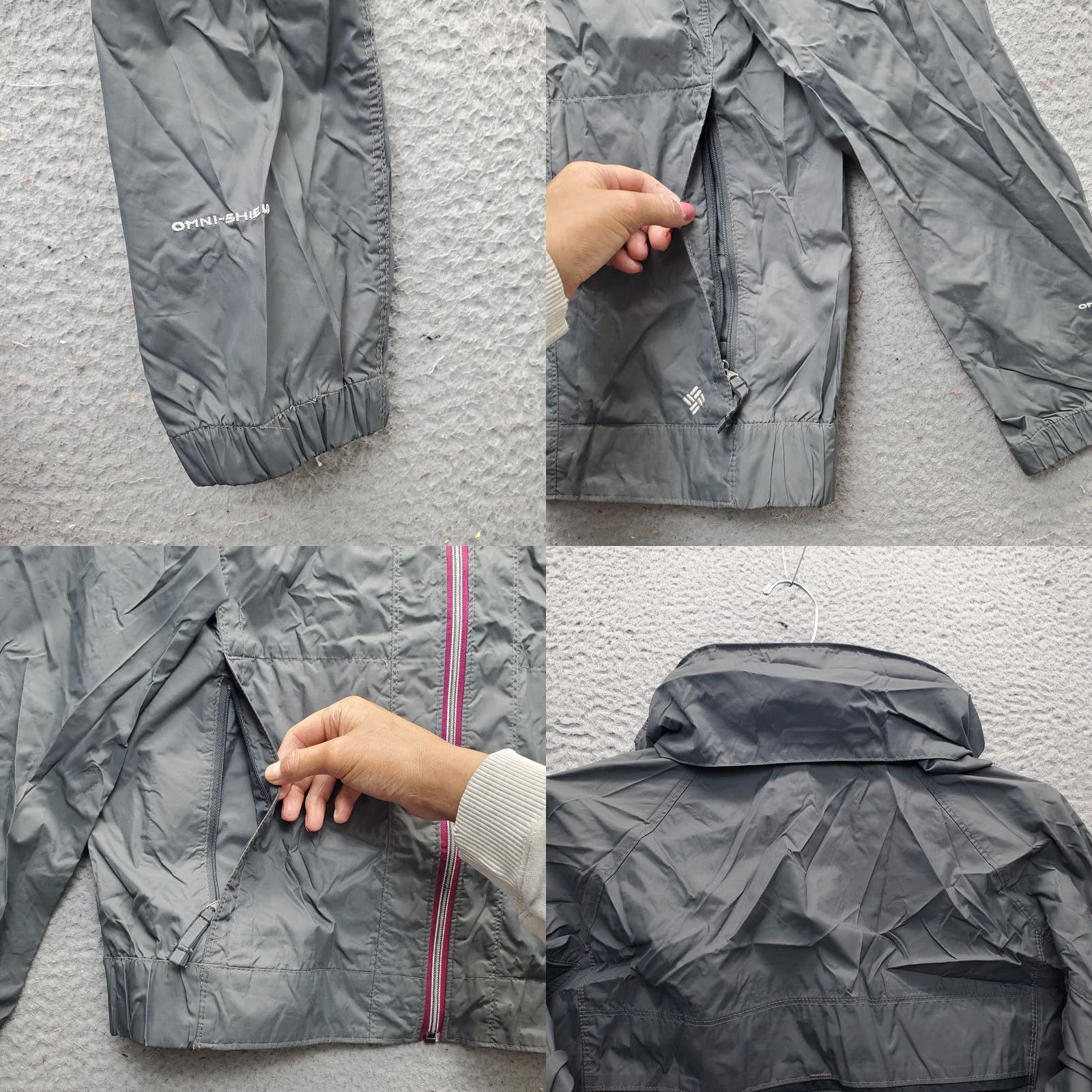 Rains Columbia Omni-Shade Rain Windbreaker Jacket Womens M Gray Hooded Full Zip Nike Size M / US 6-8 / IT 42-44 - 8 Thumbnail