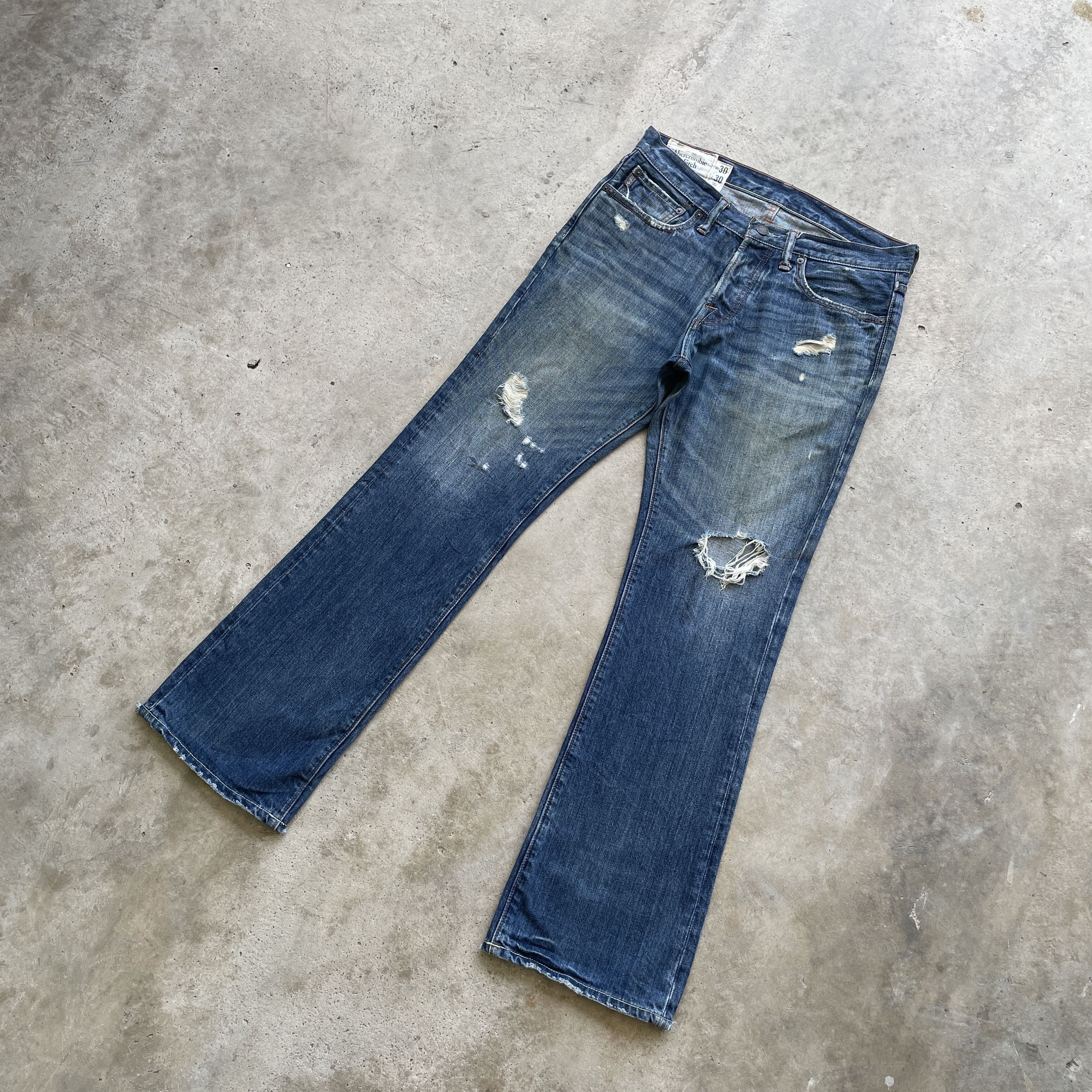 Abercrombie & Fitch W32 VINTAGE A&F DISTRESSED FLARE JEANS BOOTCUT DENIM PANTS Size US 32 / EU 48 - 1 Thumbnail