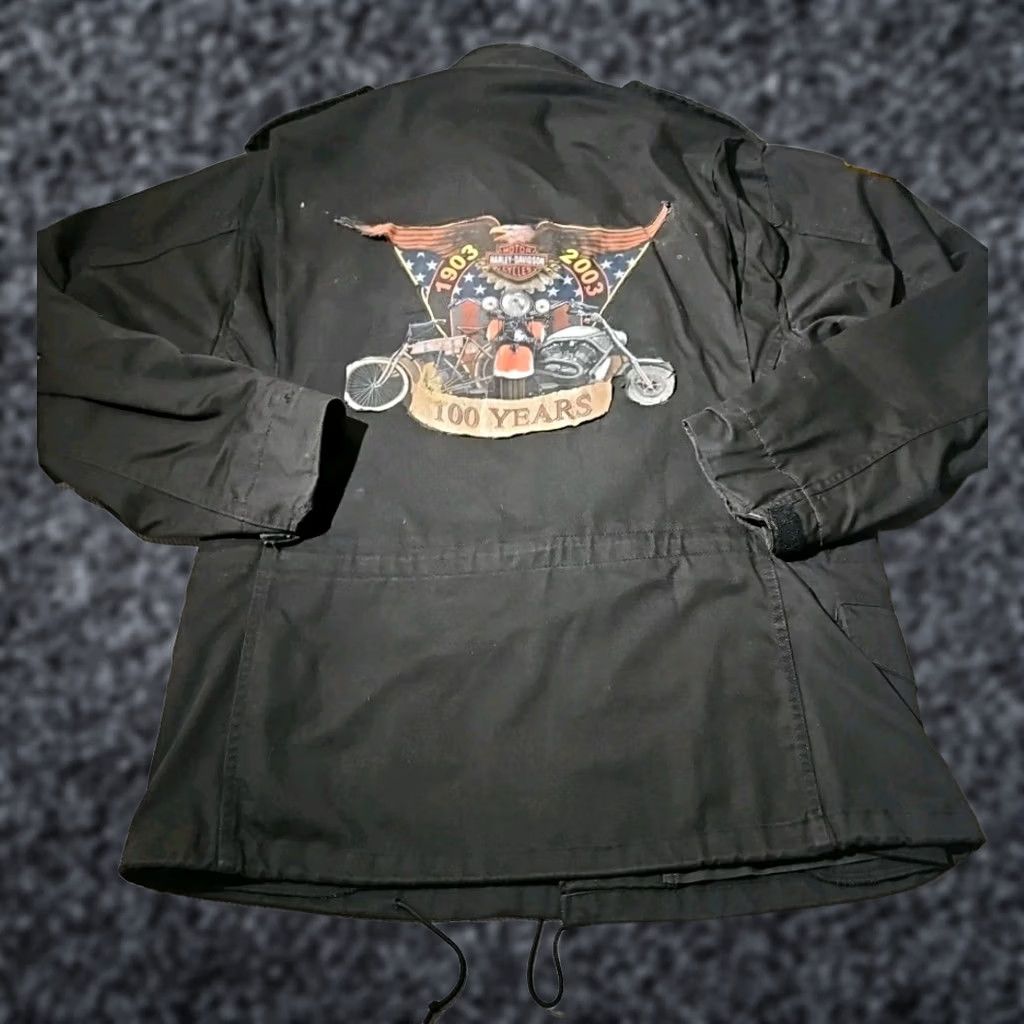 Harley Davidson VINTAGE Alpha Industries Military Jacket Mens M 1980s Black Harley Davidson Field Jacket Mens Size US M / EU 48-50 / 2 - 1 Thumbnail