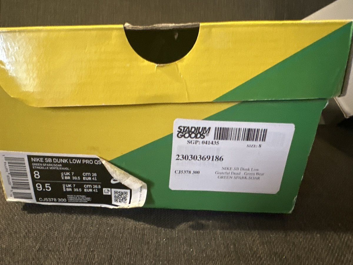 image of Nike × Grateful Dead Sb Dunk Low "green Bear" Sneakers, Men's (Size 8)