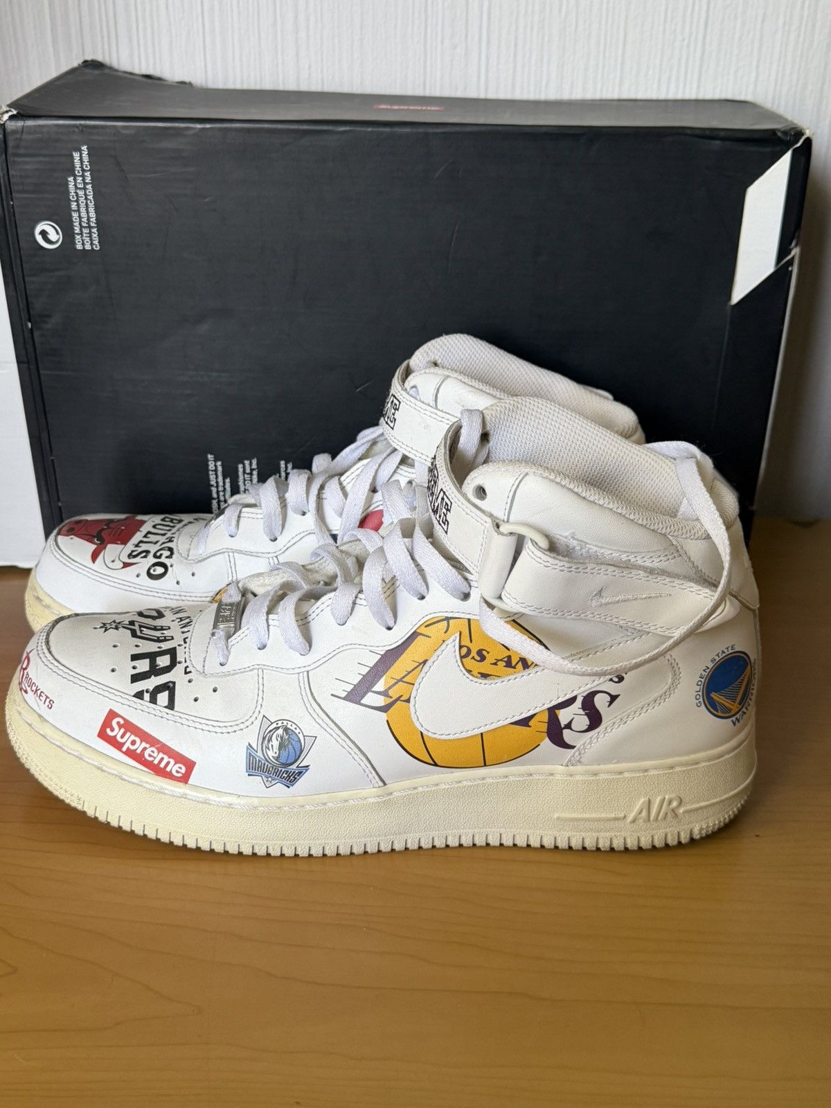 NBA × Nike × Supreme Nike Air Force 1 Mid Supreme NBA white Size US 12 / EU 45 - 4 Thumbnail