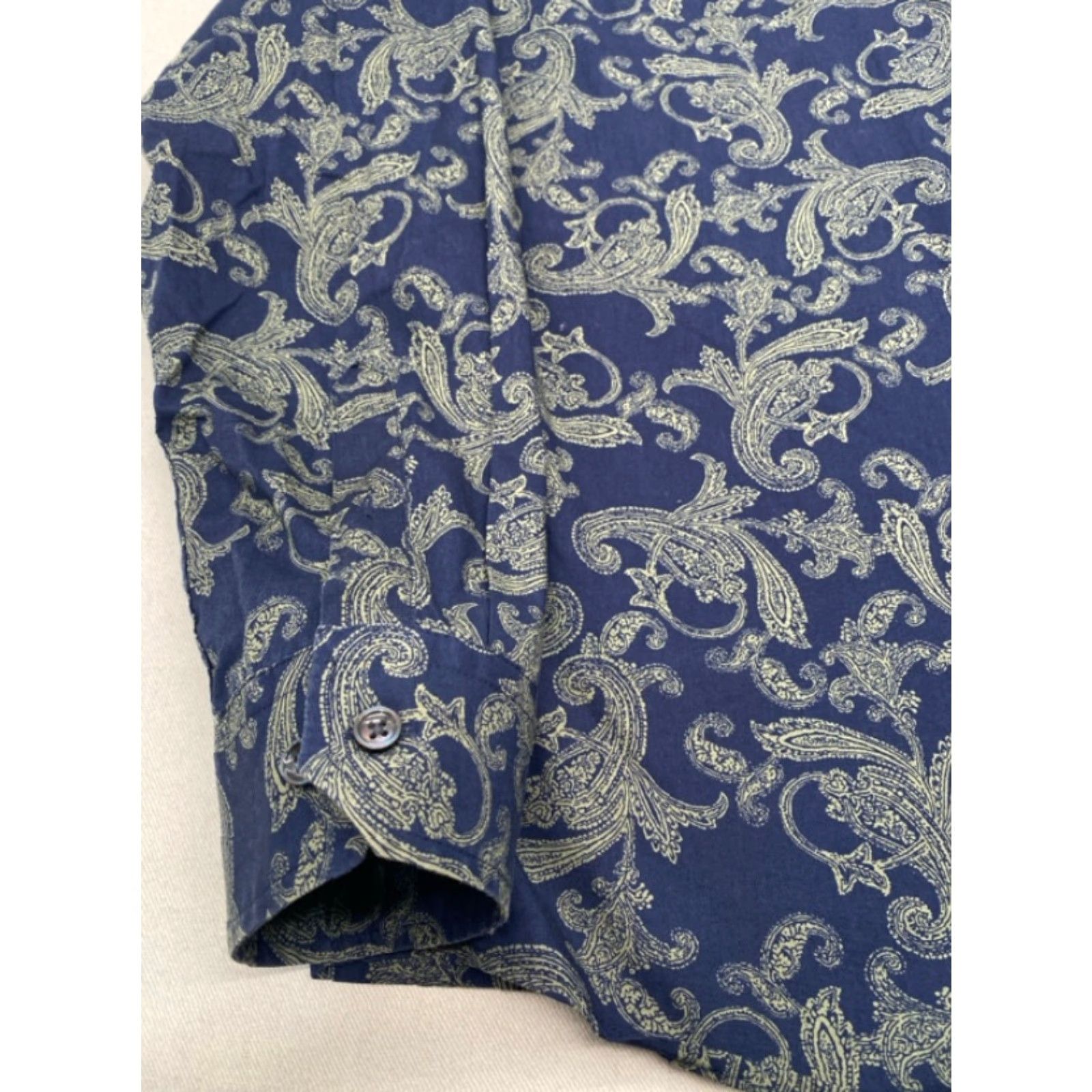 Alfani VINTAGE Alfani Long Sleeve Button Up Mens XL PBlue Paisley 100% Cotton Shirt 3867 Size US XL / EU 56 / 4 - 2 Thumbnail