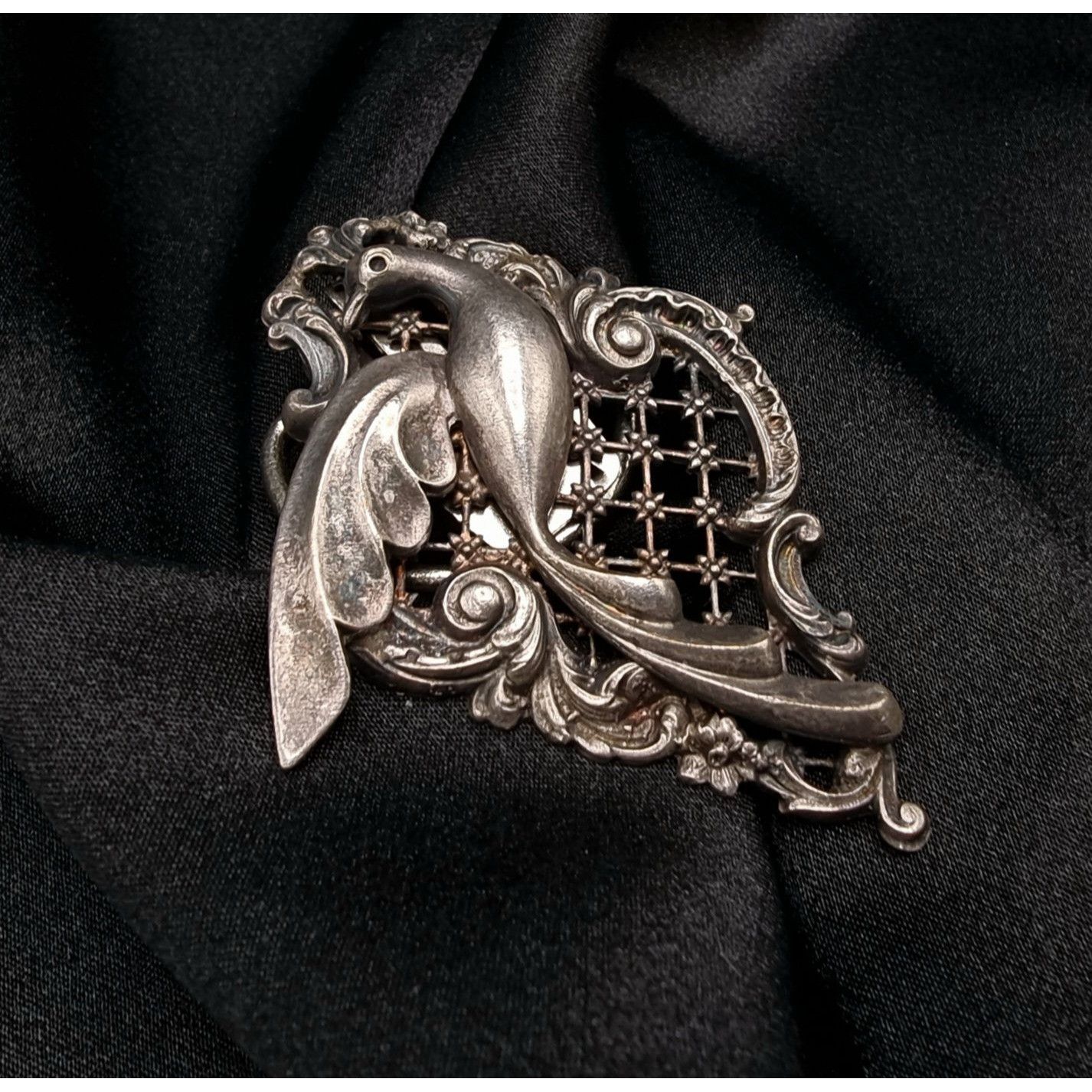 Vintage Antique 1920s-1930s Brevete S.G.D.G. Signed Silver-Tone Bird Size ONE SIZE - 2 Thumbnail