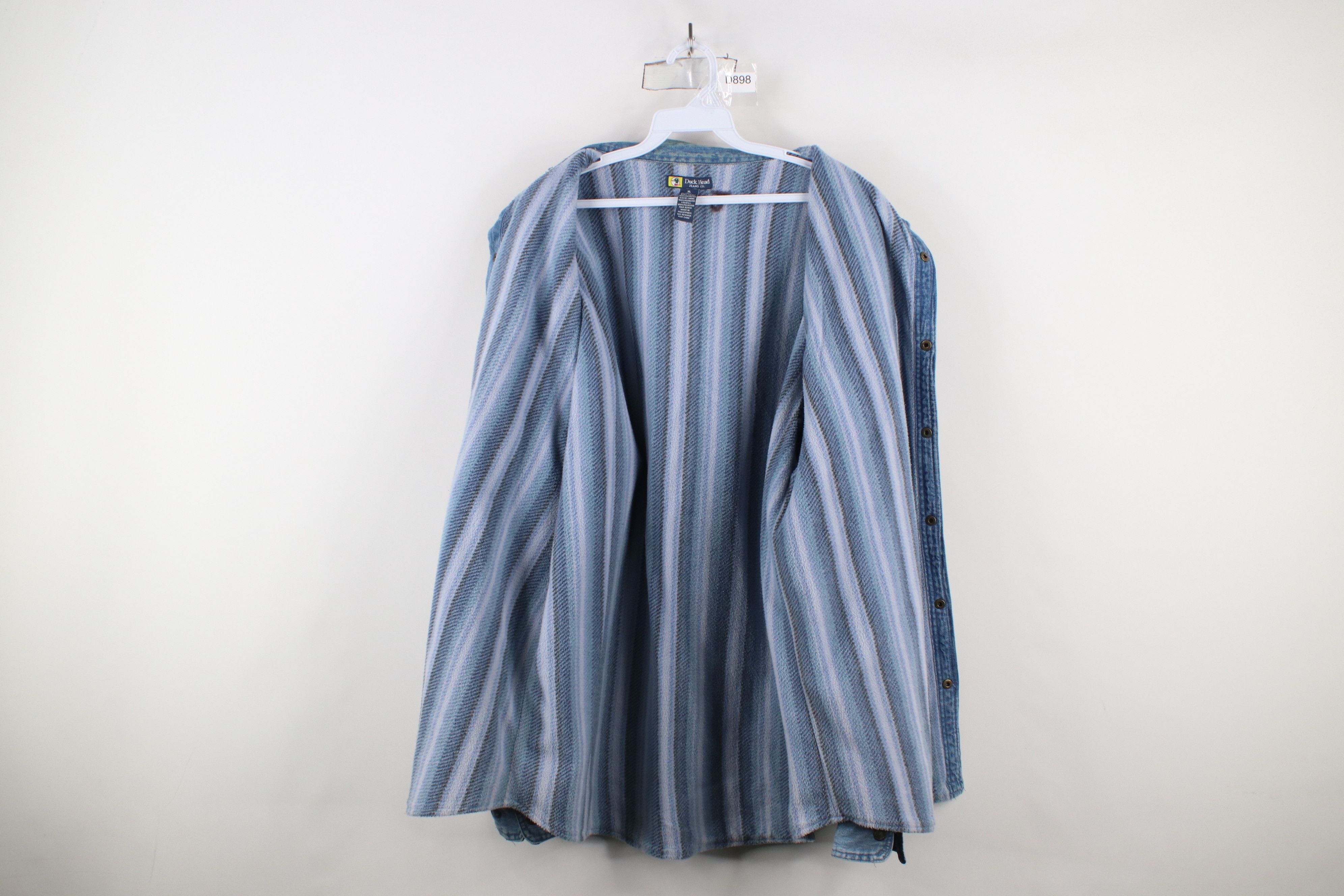 Vintage Vintage 90s Streetwear Fleece Lined Denim Jean Shirt Jacket Size US XL / EU 56 / 4 - 9 Thumbnail