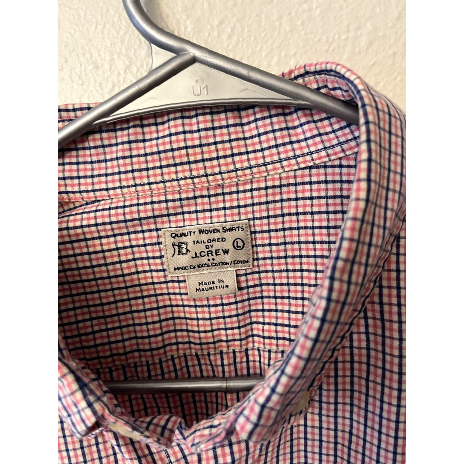 J.Crew J.CREW Men’s Shirt Button-Down Long Sleeve Pink Gingham Slim Fit Size L Regular Knit 100% Cotton Casual Vintage: No Size US L / EU 52-54 / 3 - 2 Thumbnail