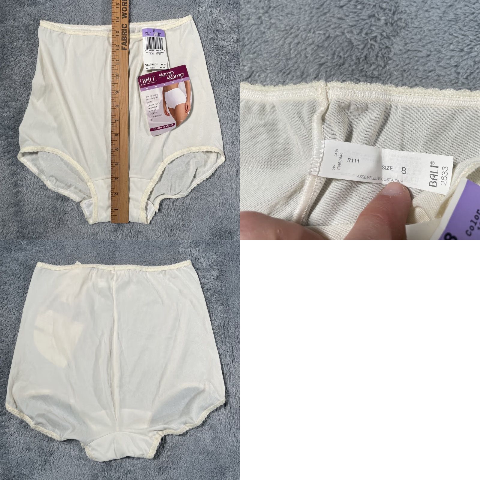 Vintage VINTAGE Bali Panties Nylon Spandex 2633 Ivory Size 12 1990s Sheer Androgyny Womens Size 34" / US 12 / IT 48 - 8 Thumbnail