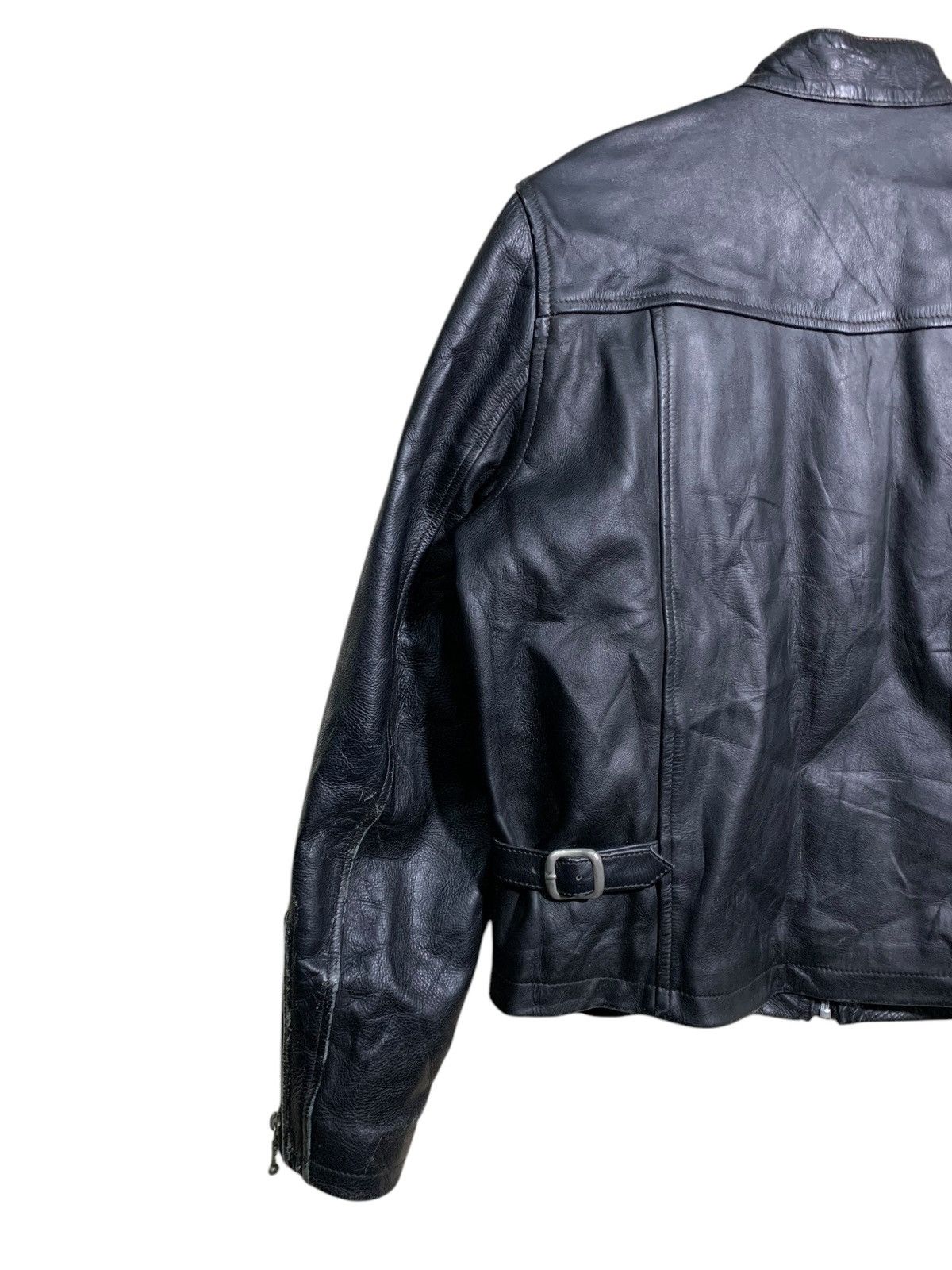 Genuine Leather 🔥BLACK LEATHER BIKERS JACKETS CAFERACER Size US L / EU 52-54 / 3 - 9 Thumbnail