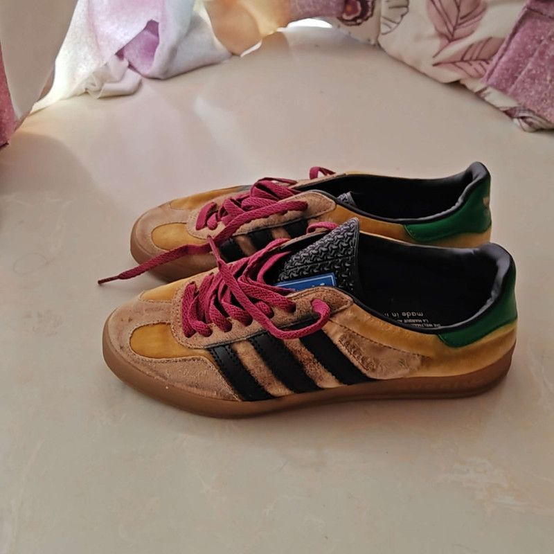 Adidas Originals x Gucci Yellow Gazelle Fashion Sneakers 0079