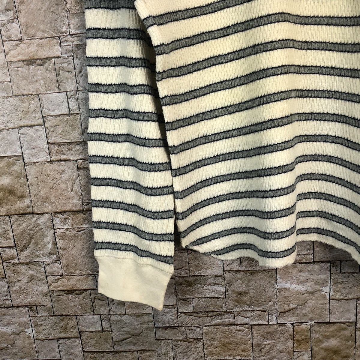 Homespun Knitwear × Japanese Brand × OVER THE STRiPES Relume black White Stripe Knitwear like kurt cobain #A931 Size US M / EU 48-50 / 2 - 7 Thumbnail